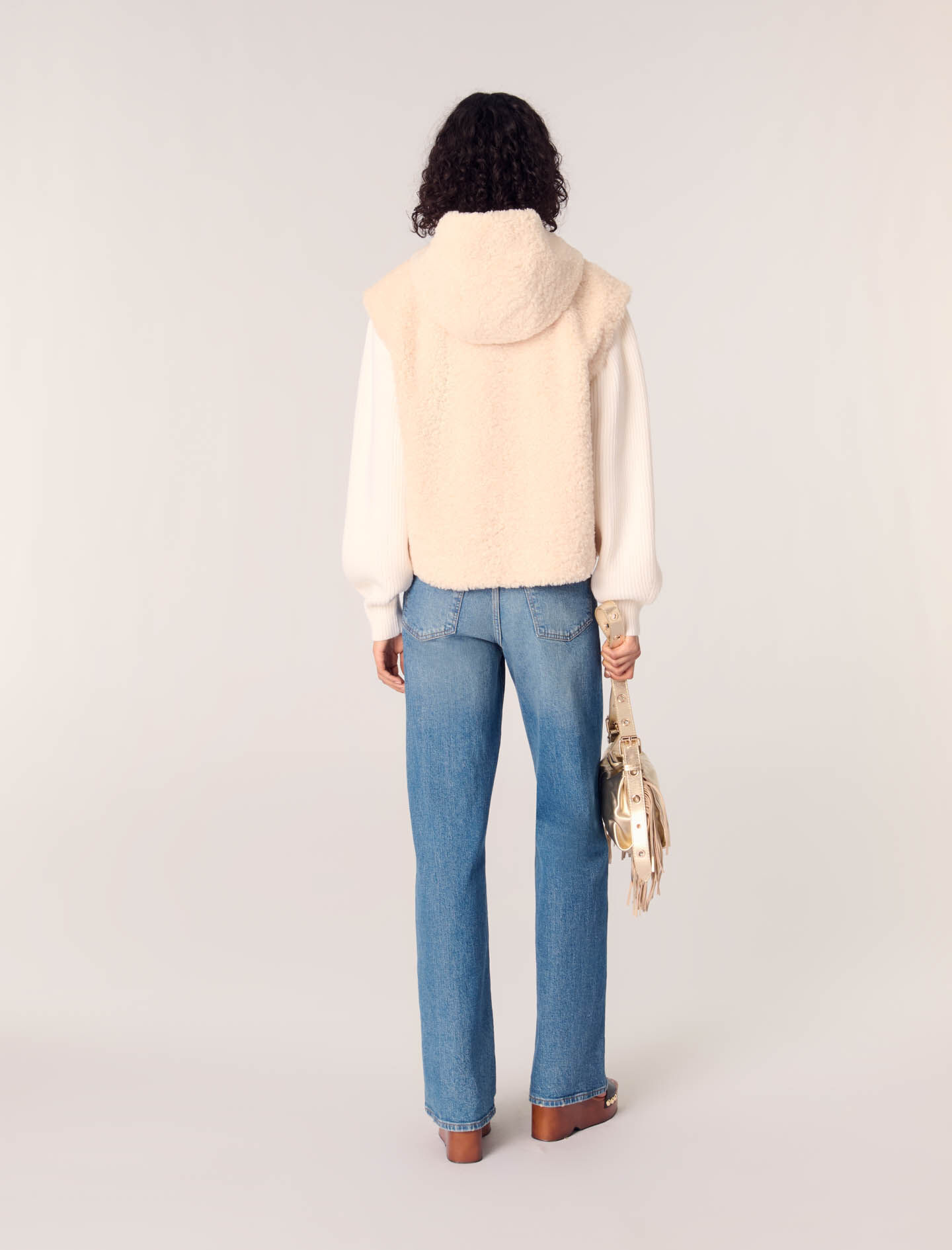 Dual-material faux fur jacket