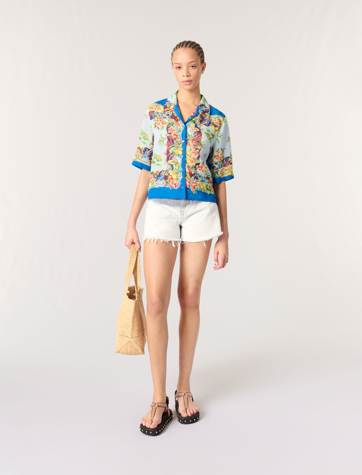 Patterned cropped shirt