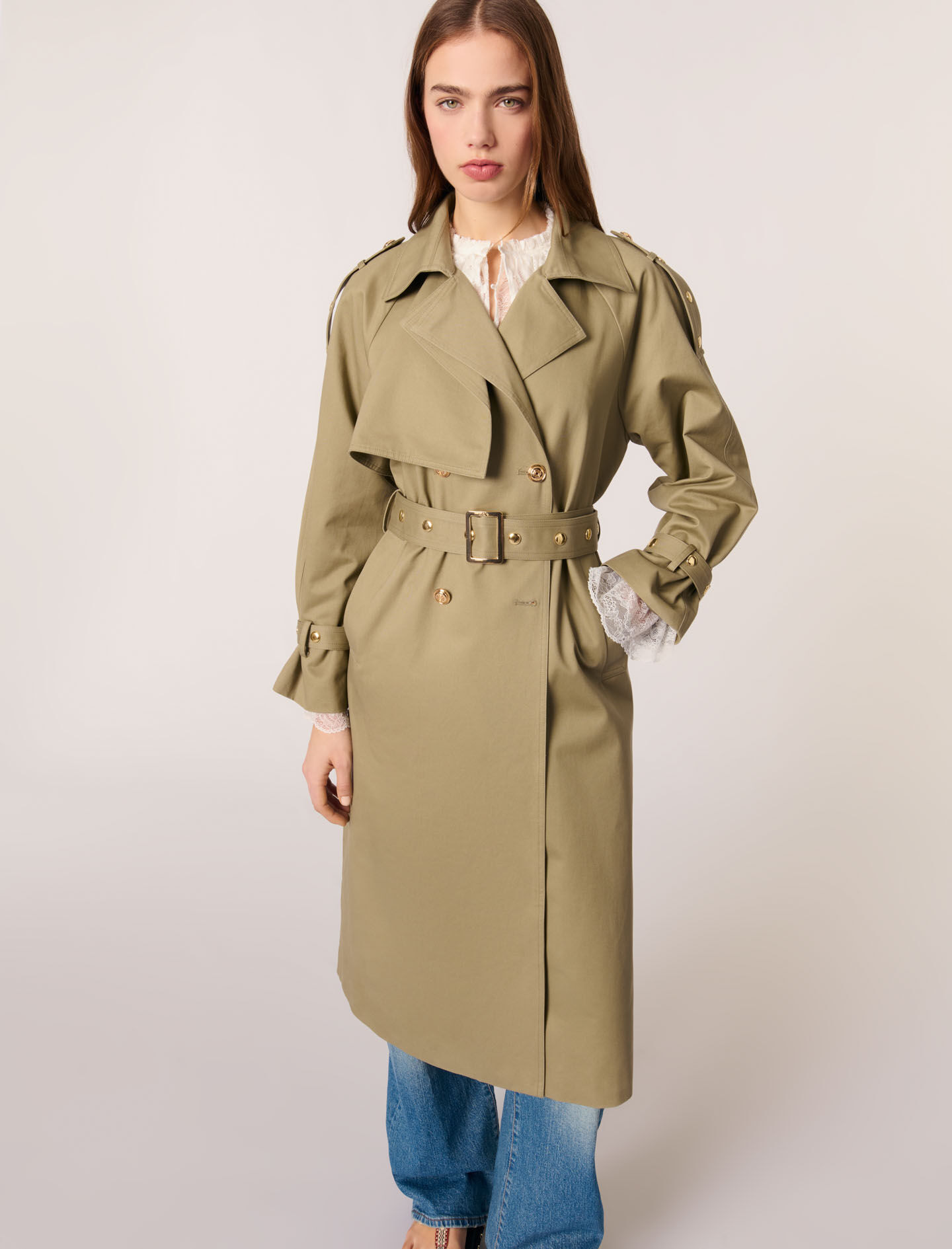 Removable collar stud trench coat