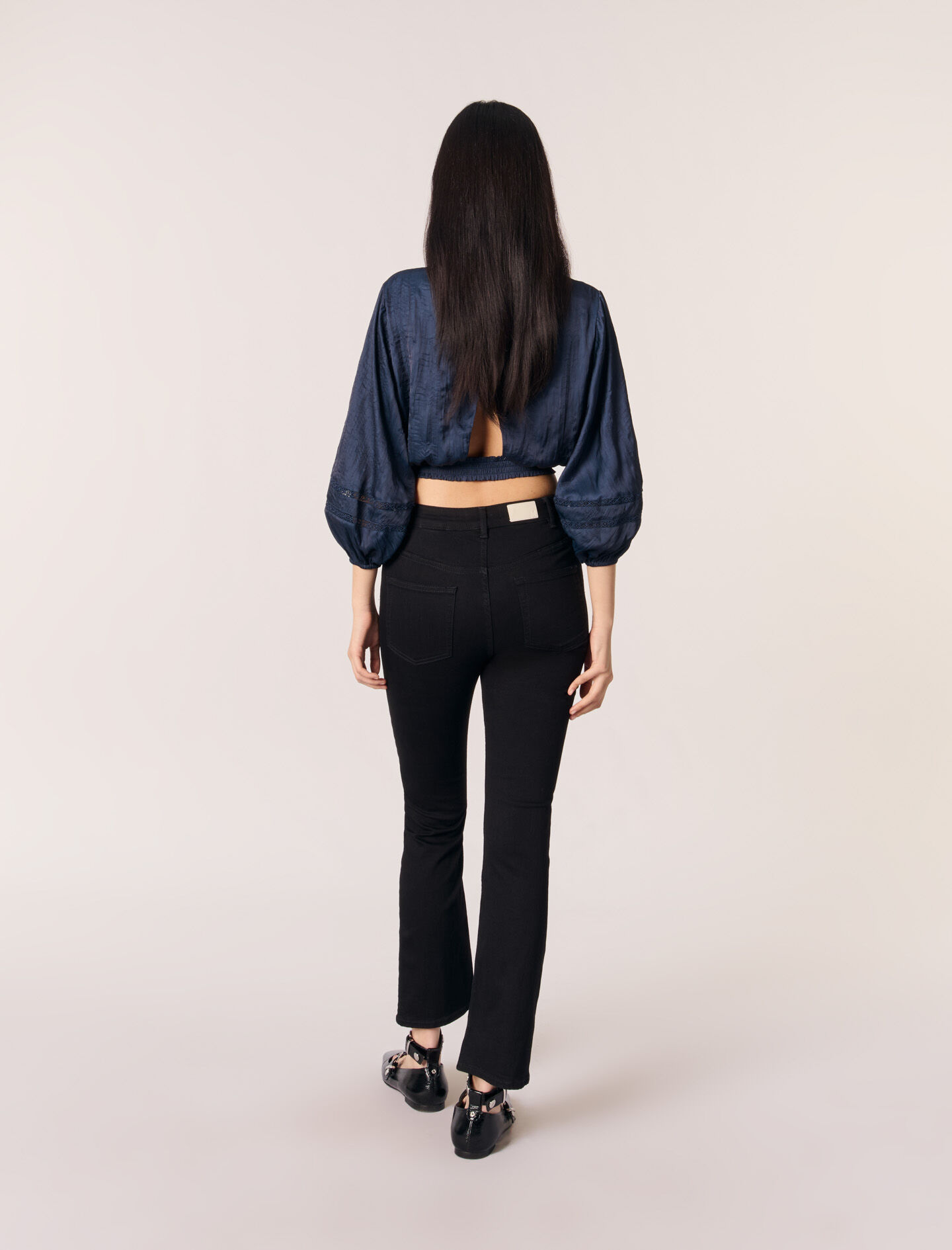 Satin-look short top