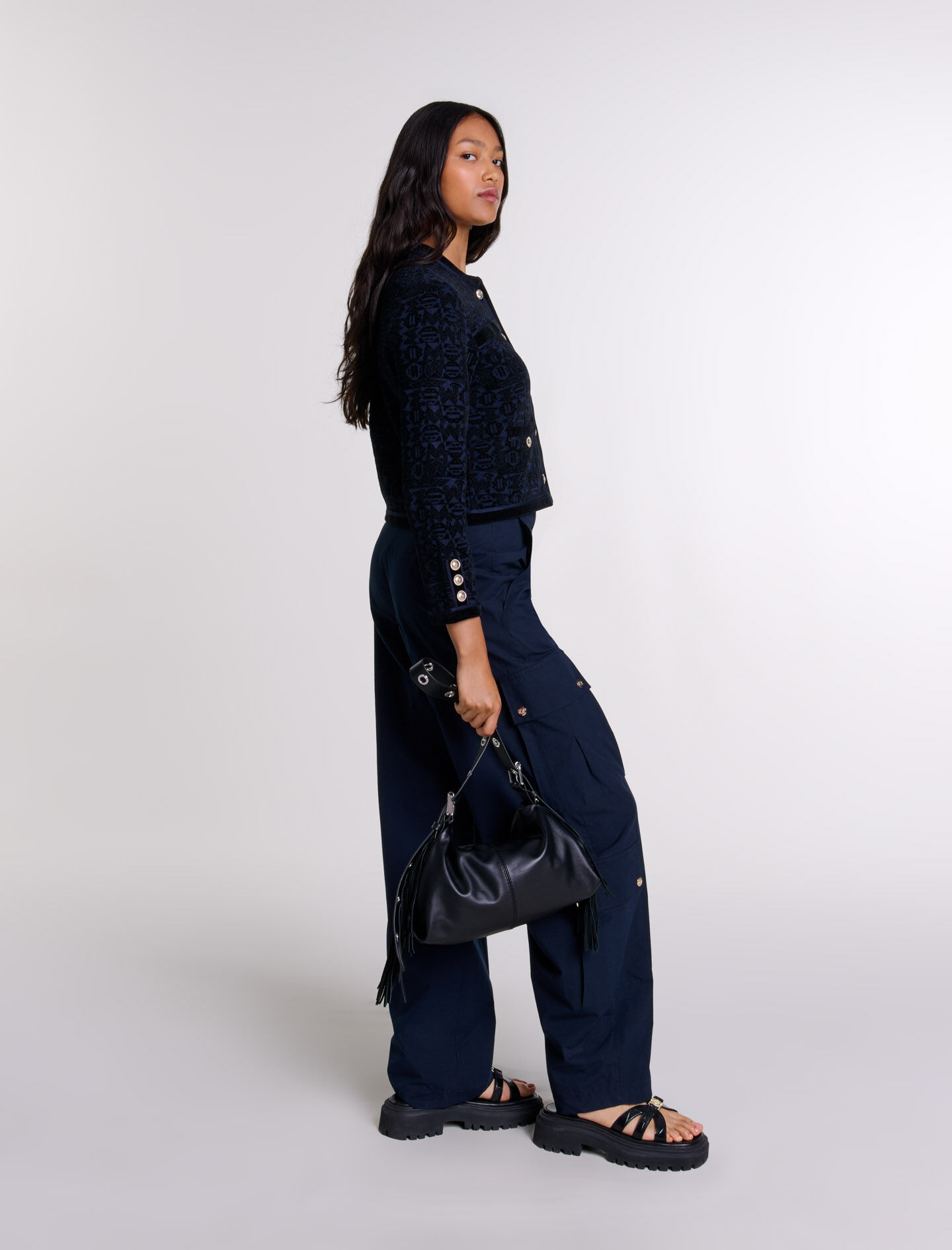 Velvet knit cardigan