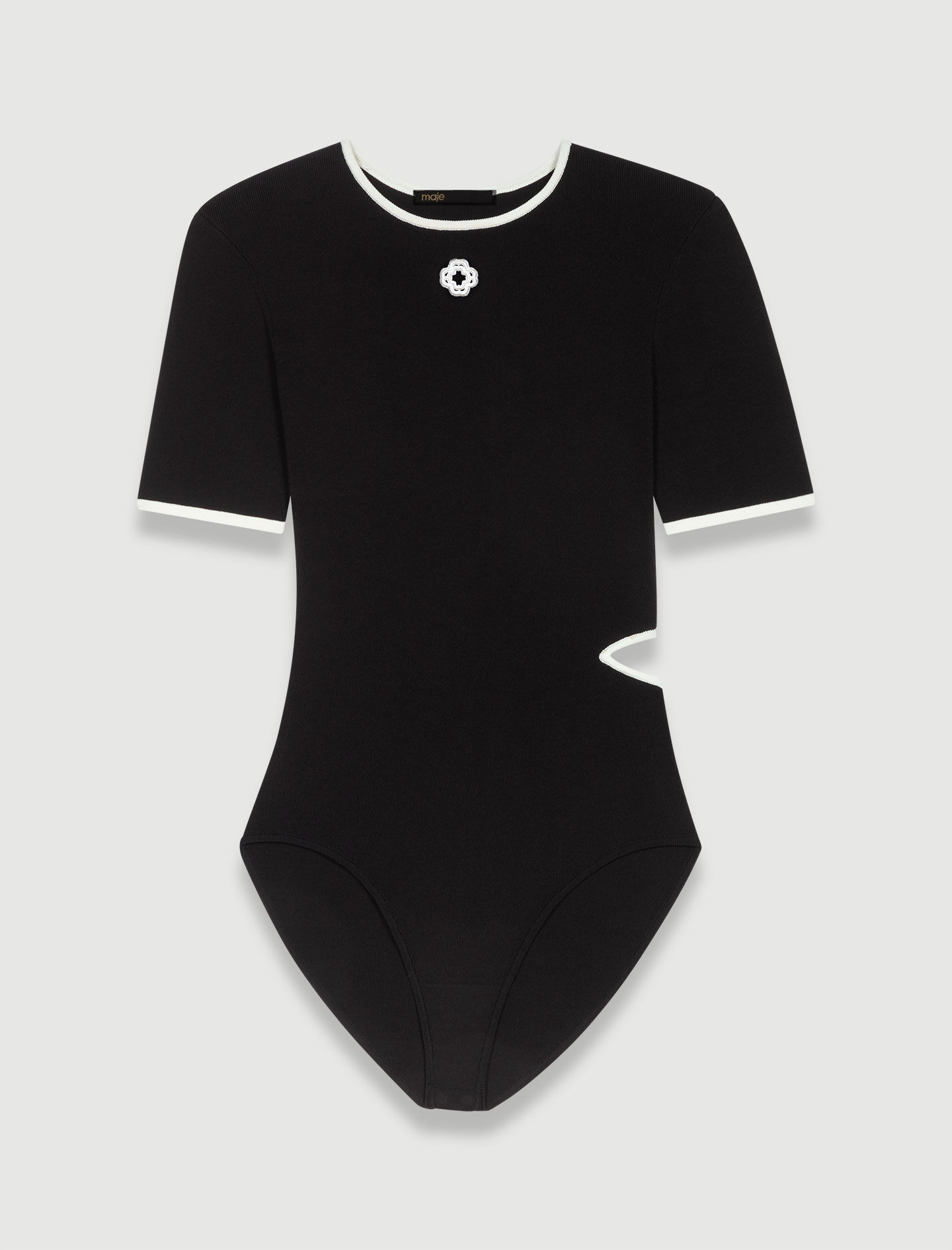 Openwork knit bodysuit