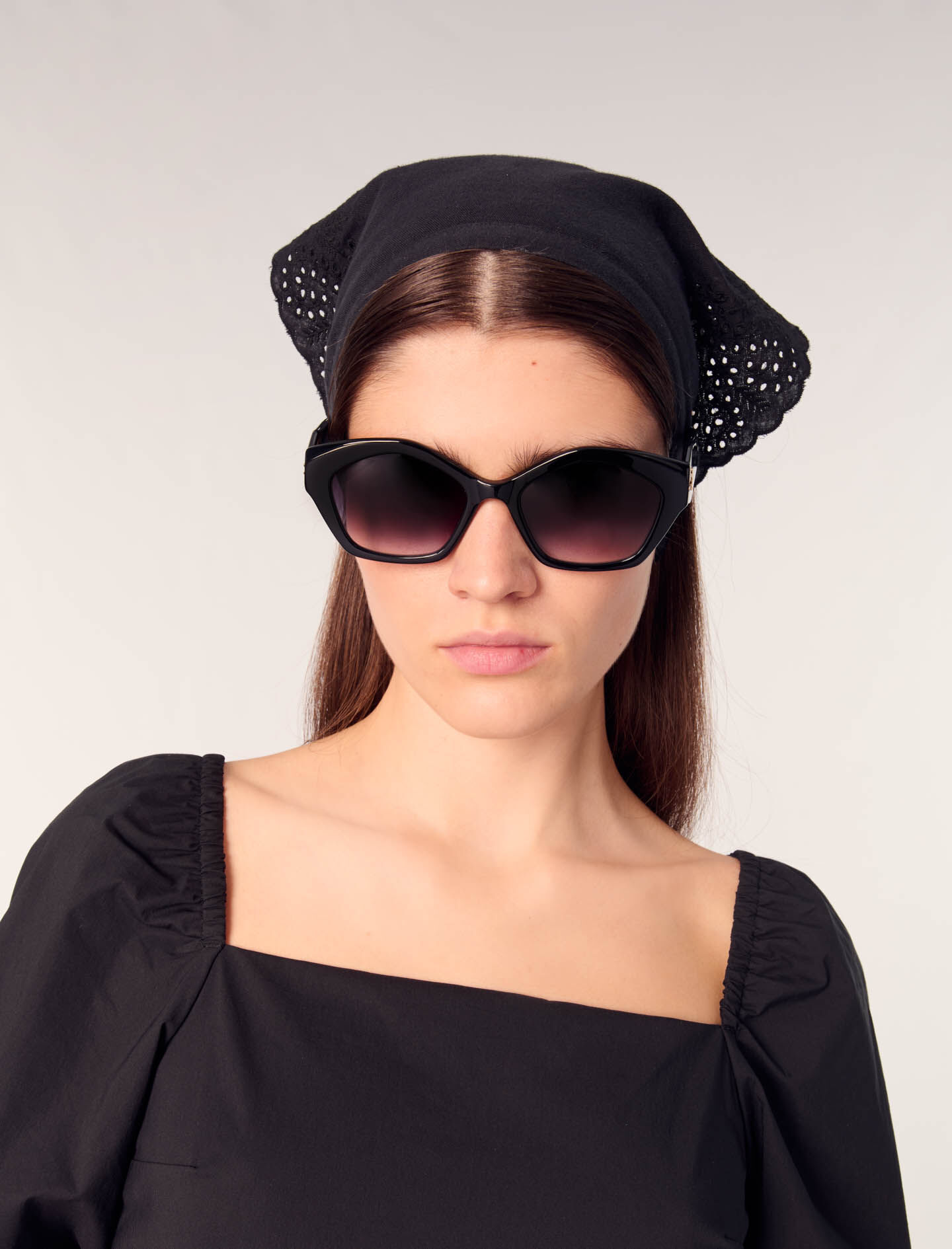 Poplin top with balloon sleeves