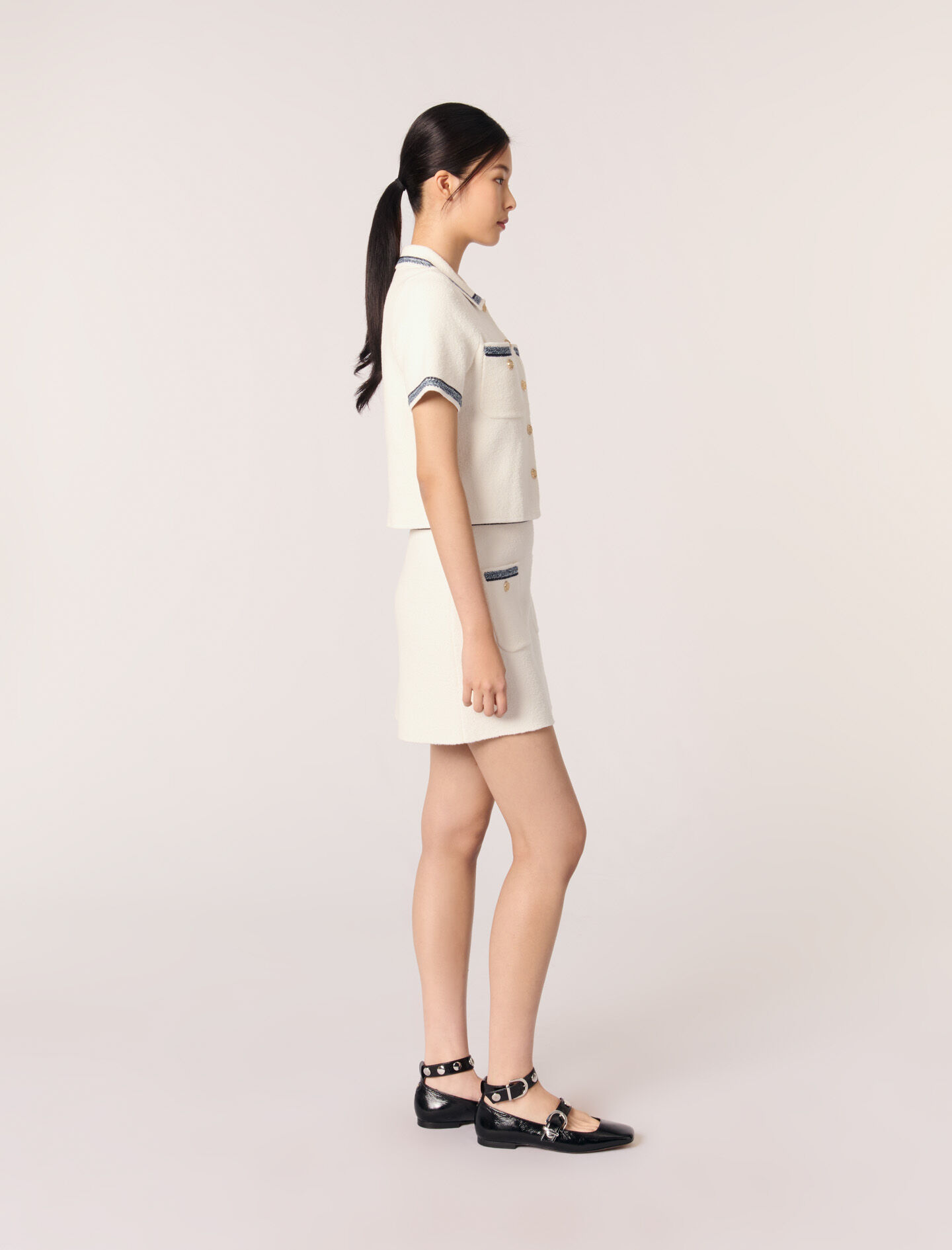 Cropped contrasting trim cardigan