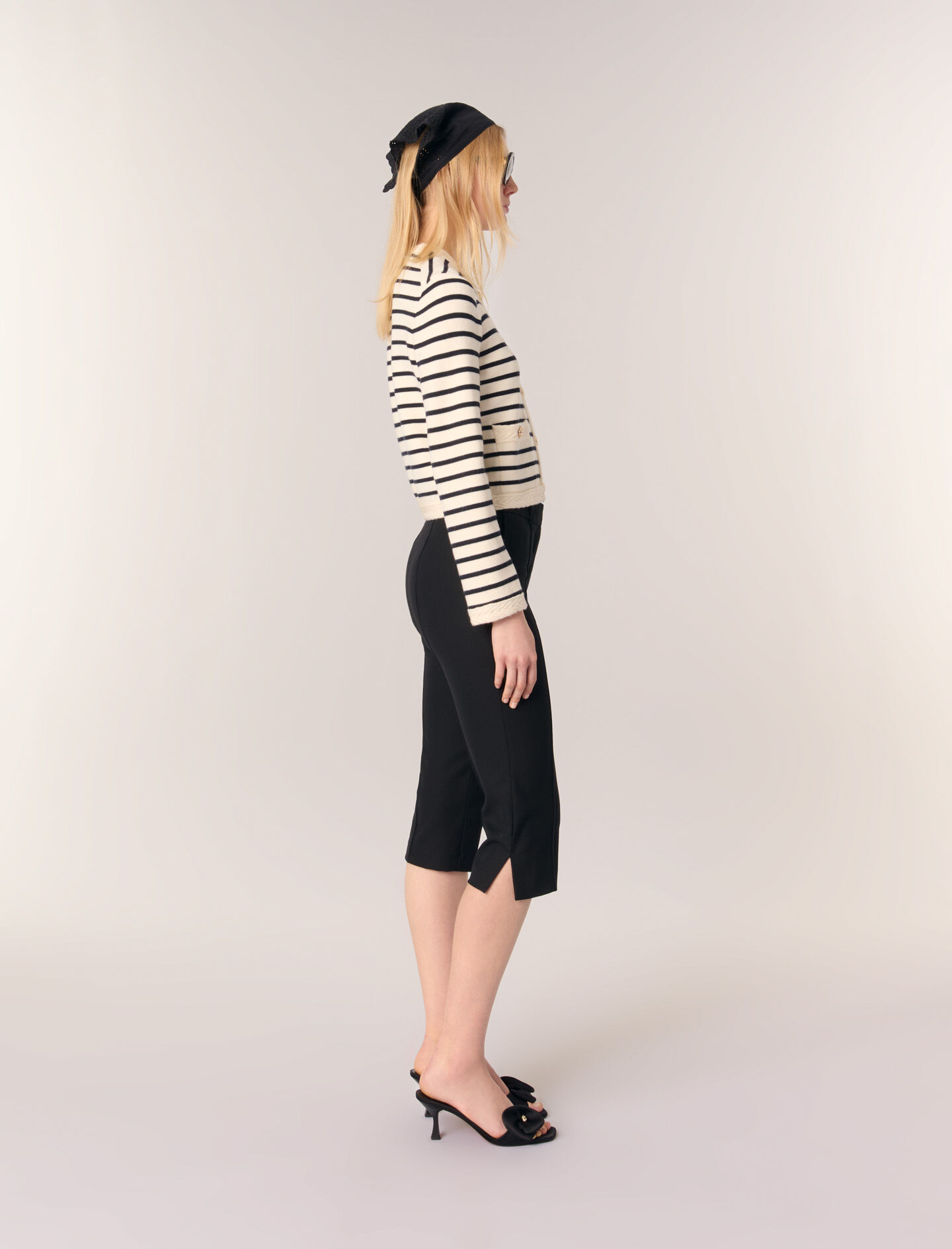 Striped knit cardigan