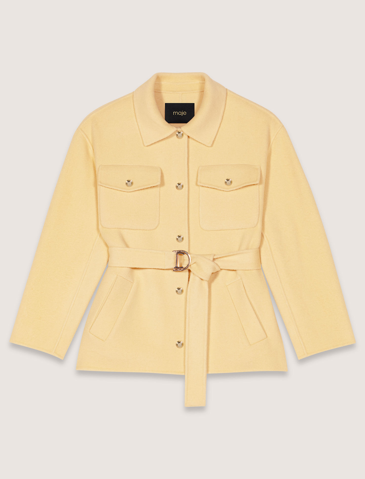 Short double-faced belted coat