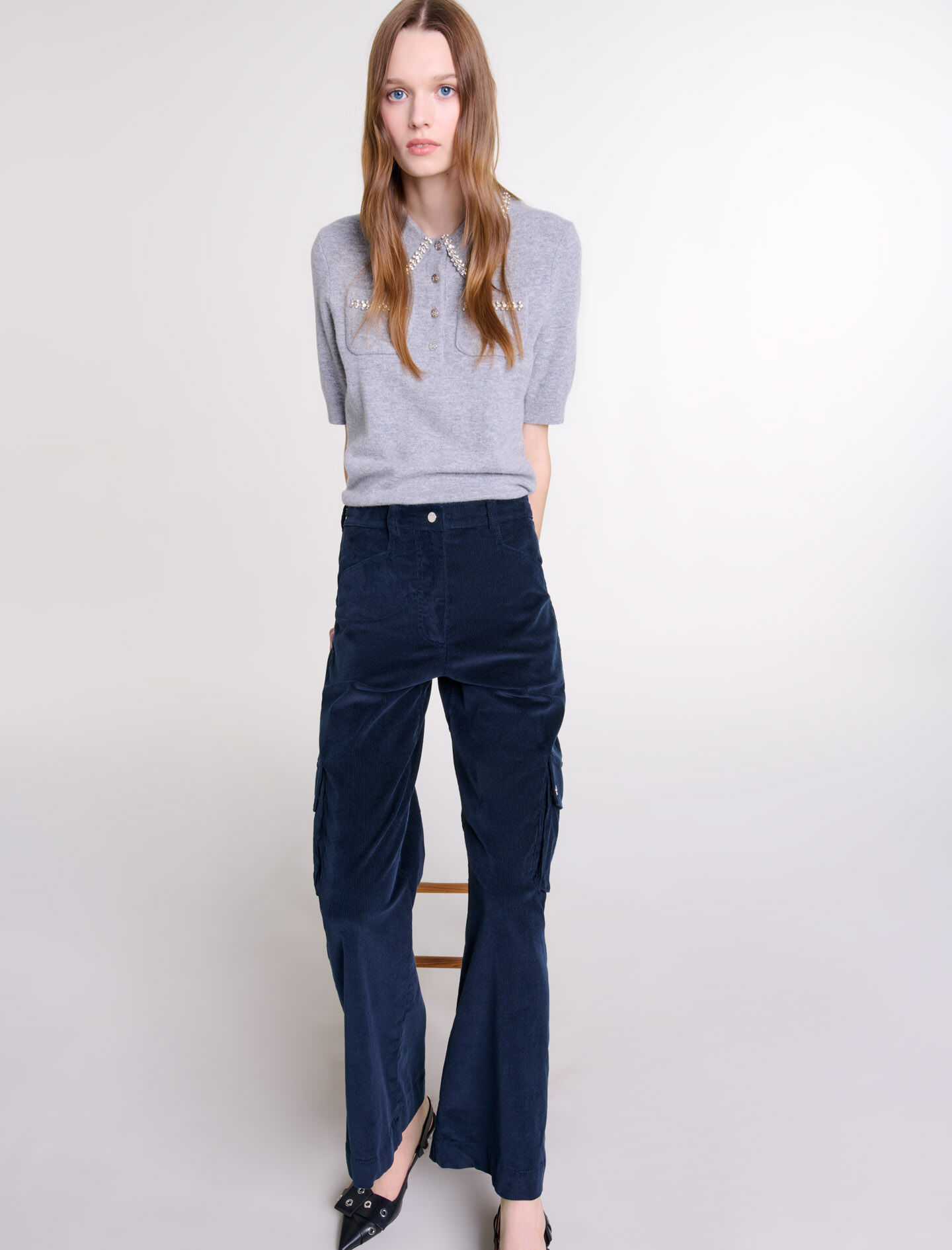 Velour cargo trousers