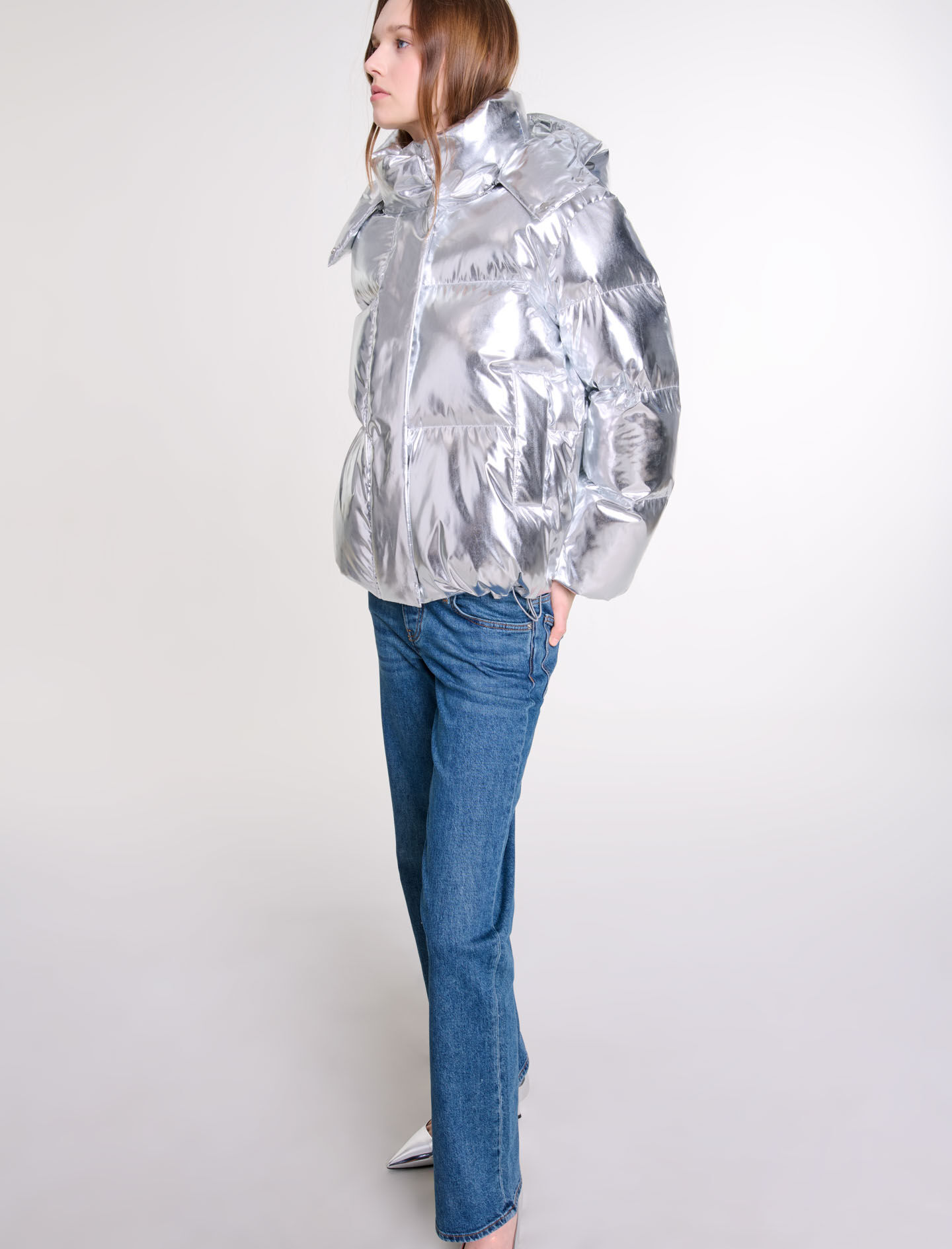Silver hooded jacket