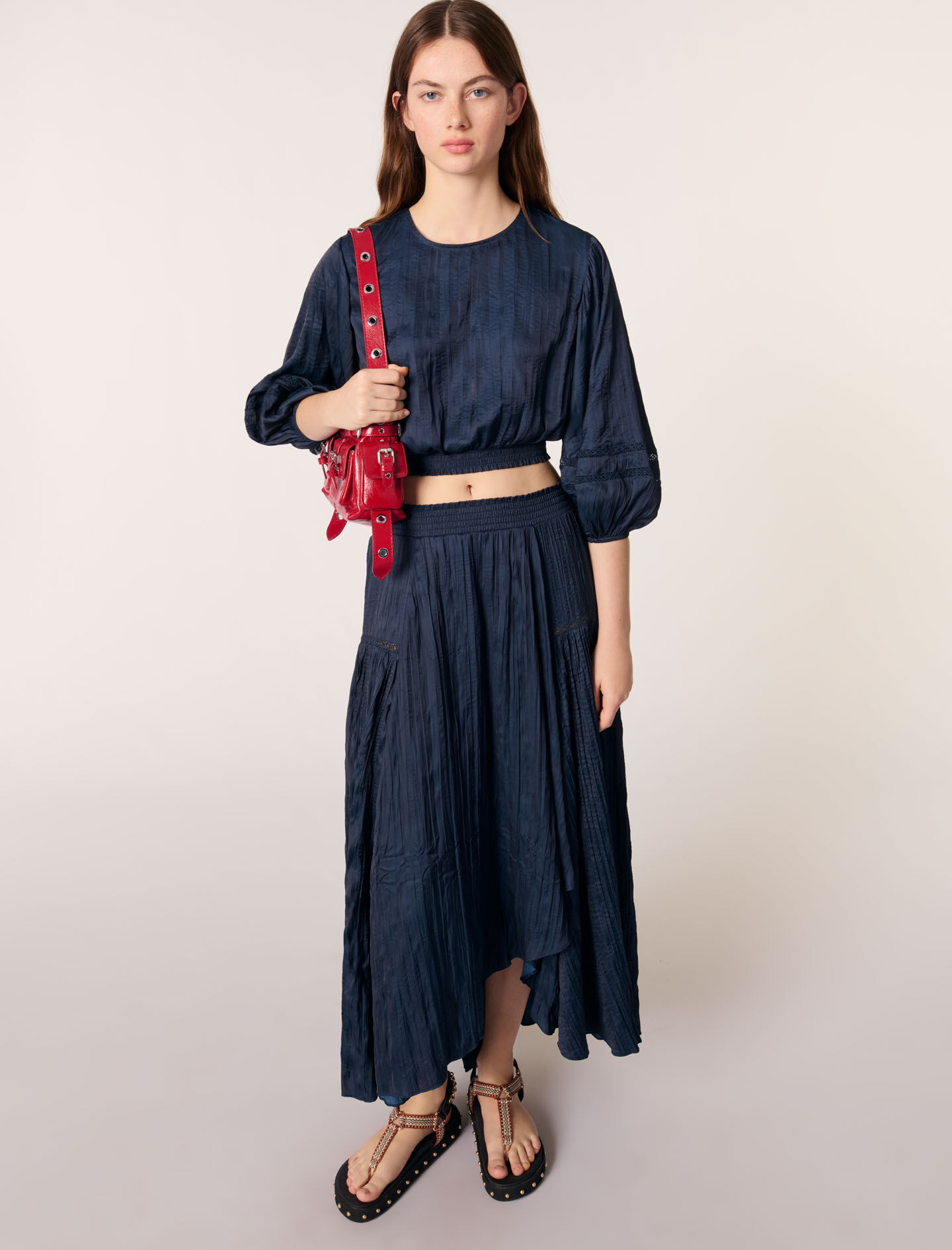 Satin-effect maxi skirt