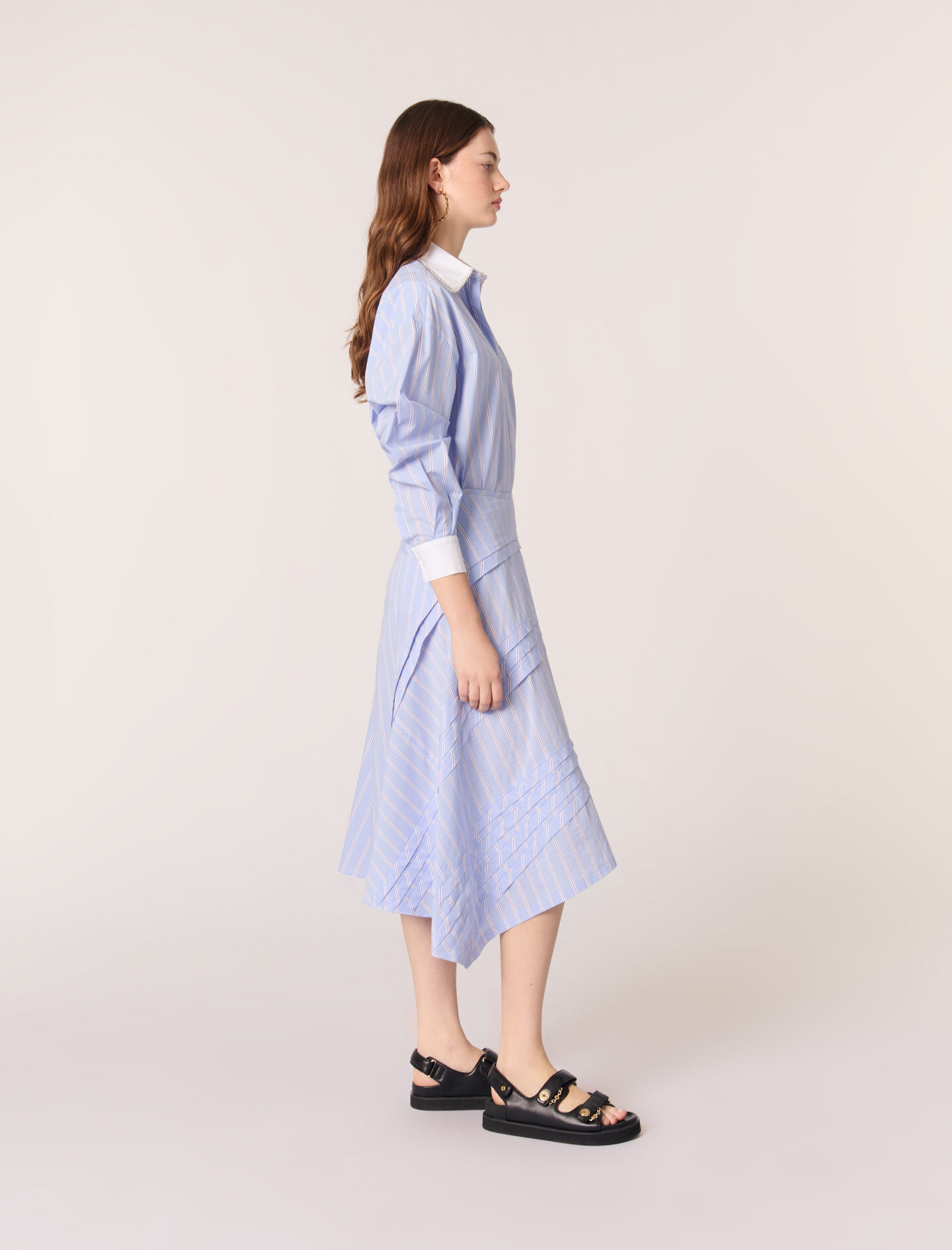 Striped cotton maxi skirt