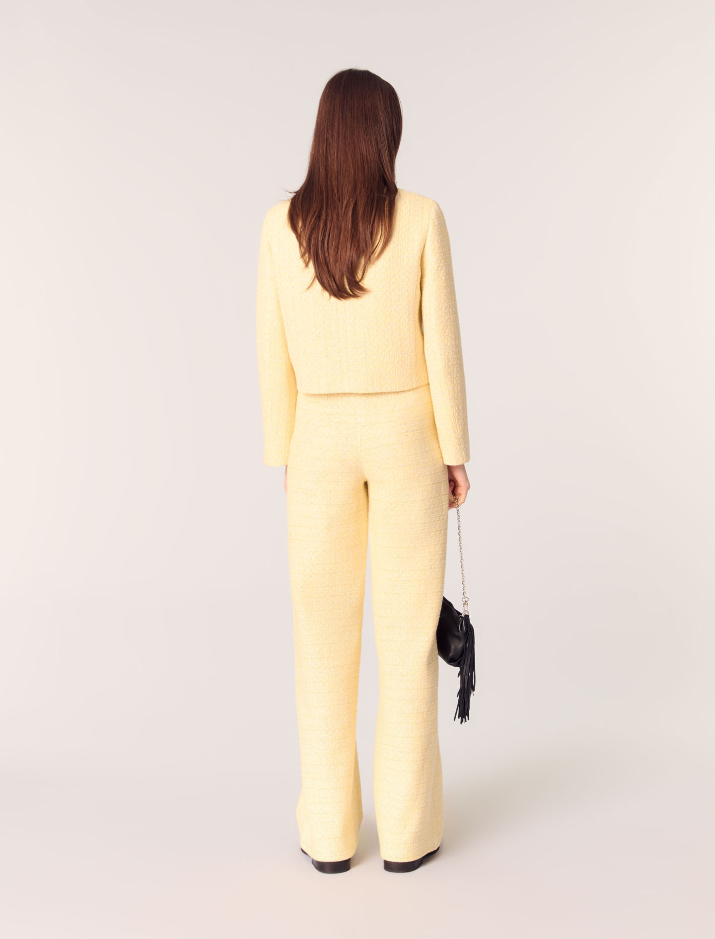 Straight-leg tweed/lurex trousers
