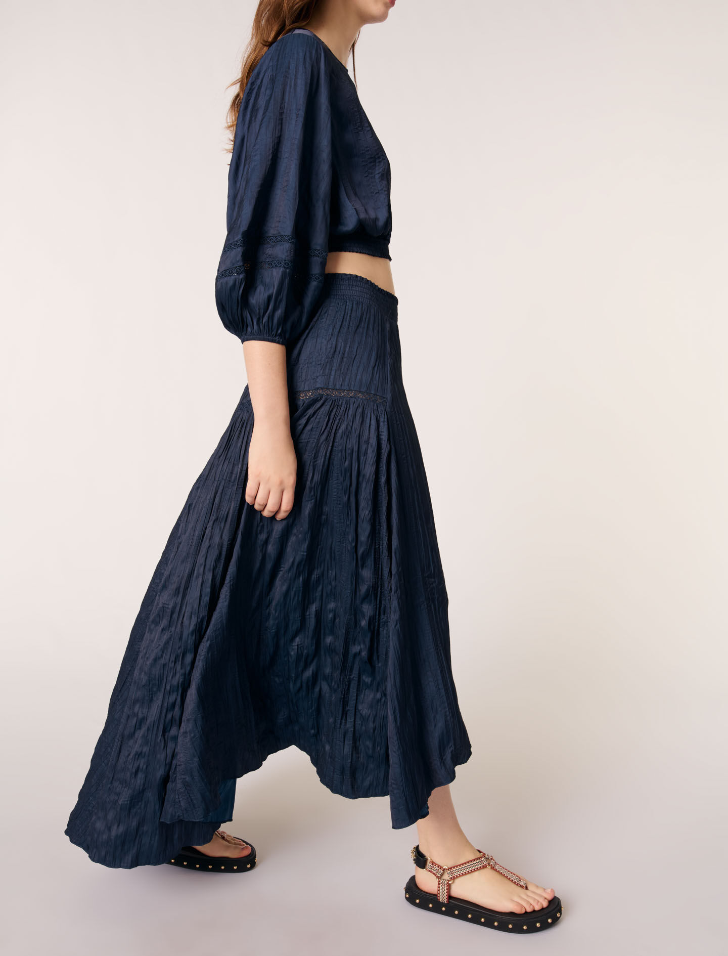 Satin-effect maxi skirt