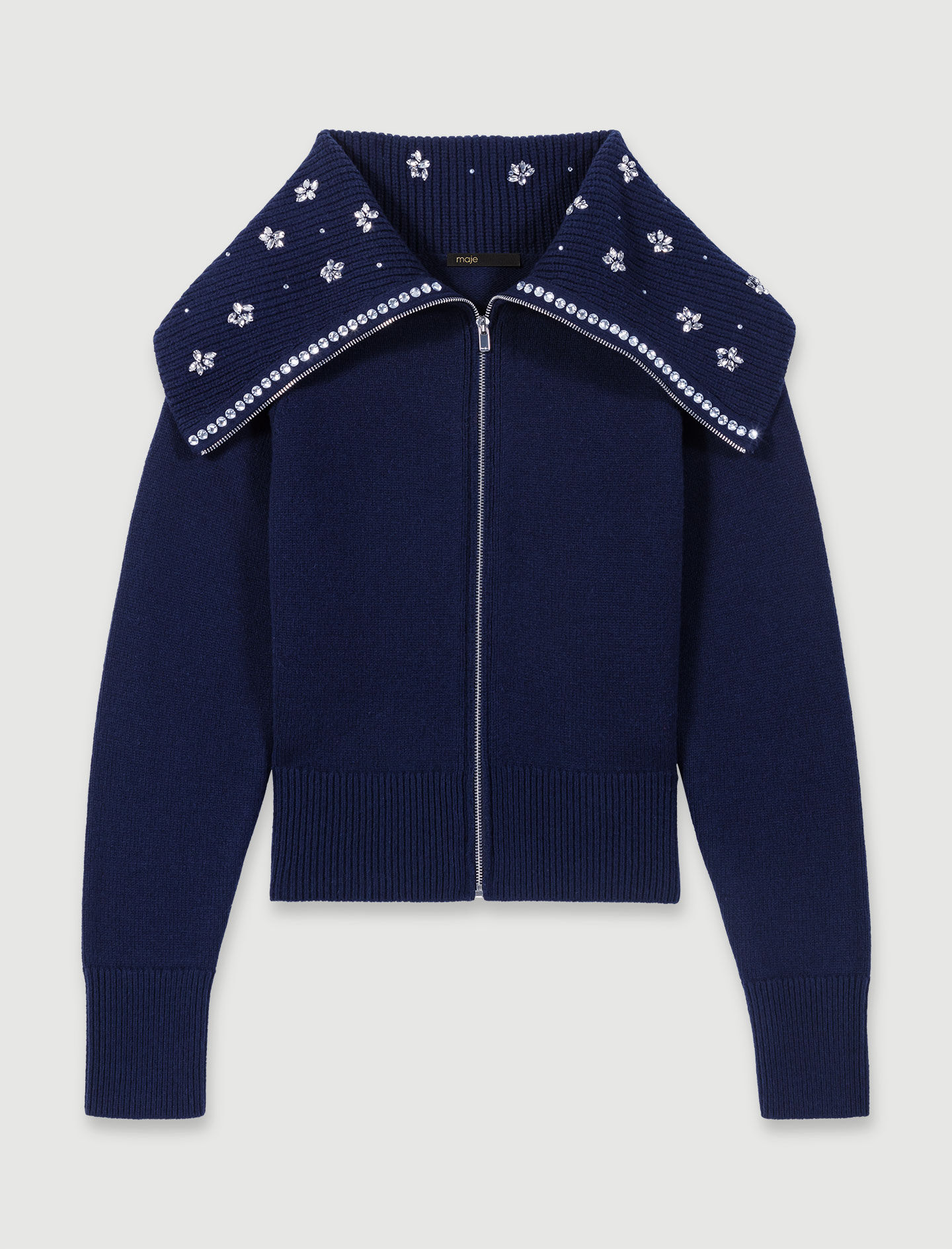 Cardigan with jewellery neck