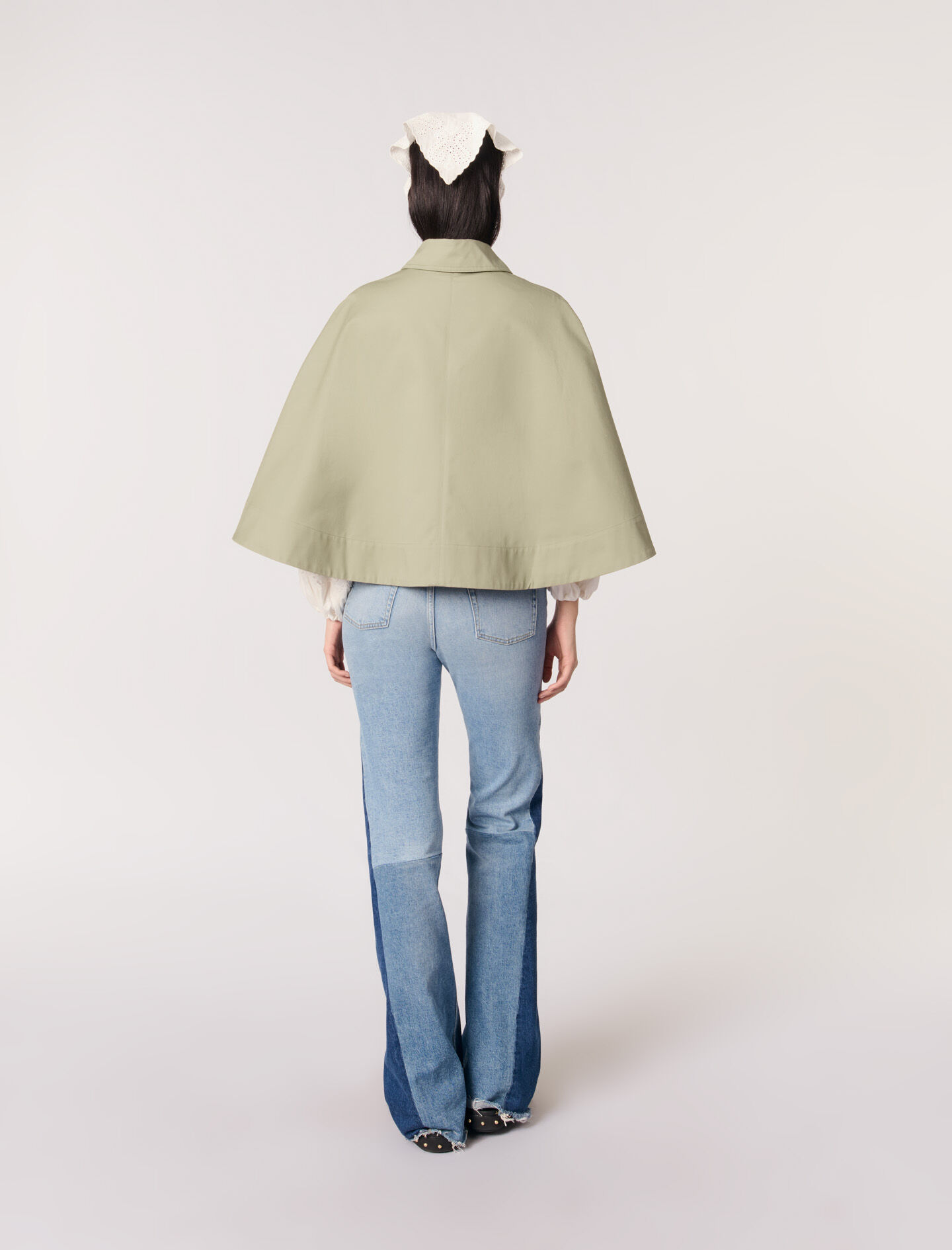 Short cape-effect trench coat