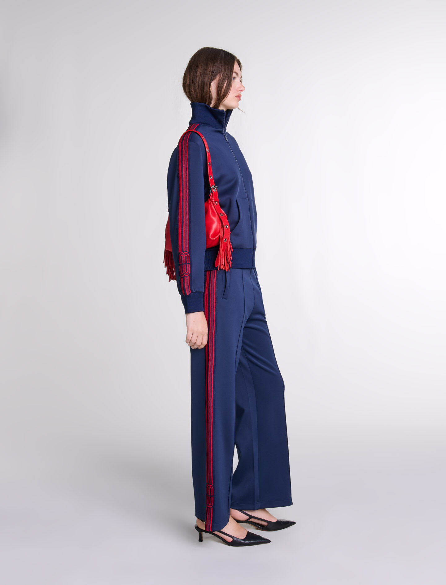 Striped zip-up sweatshirt