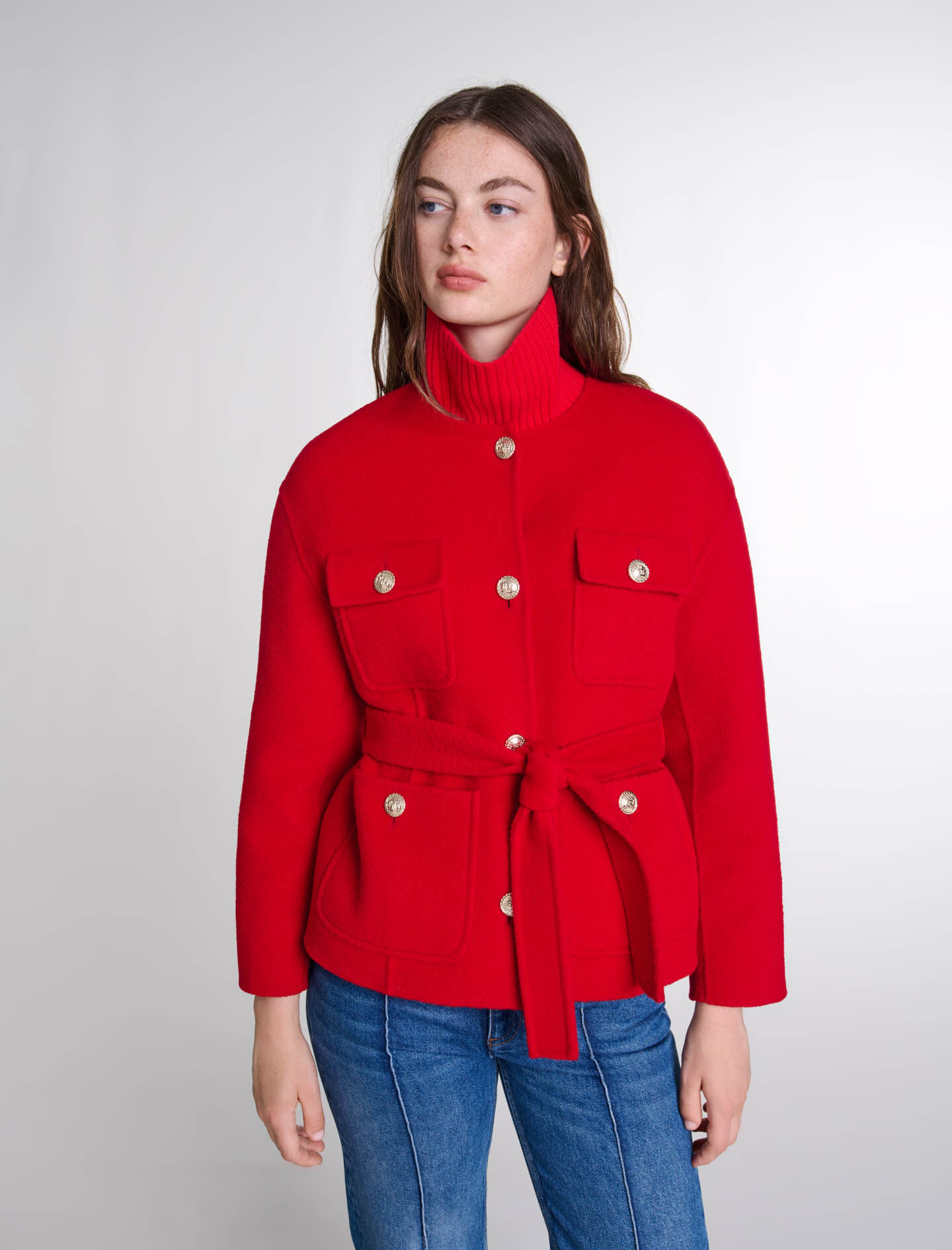 Belted double-faced jacket