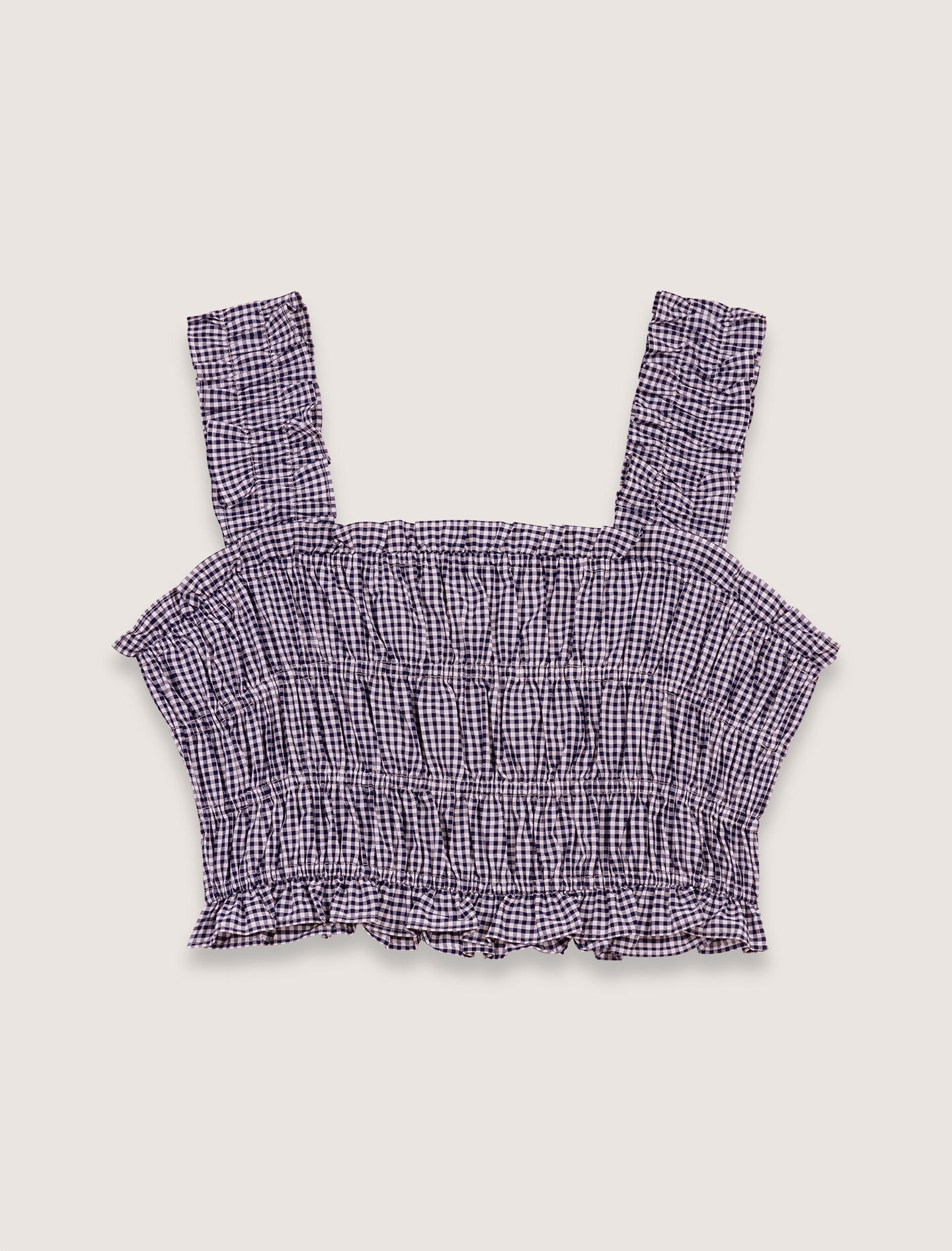 Gingham smocked top