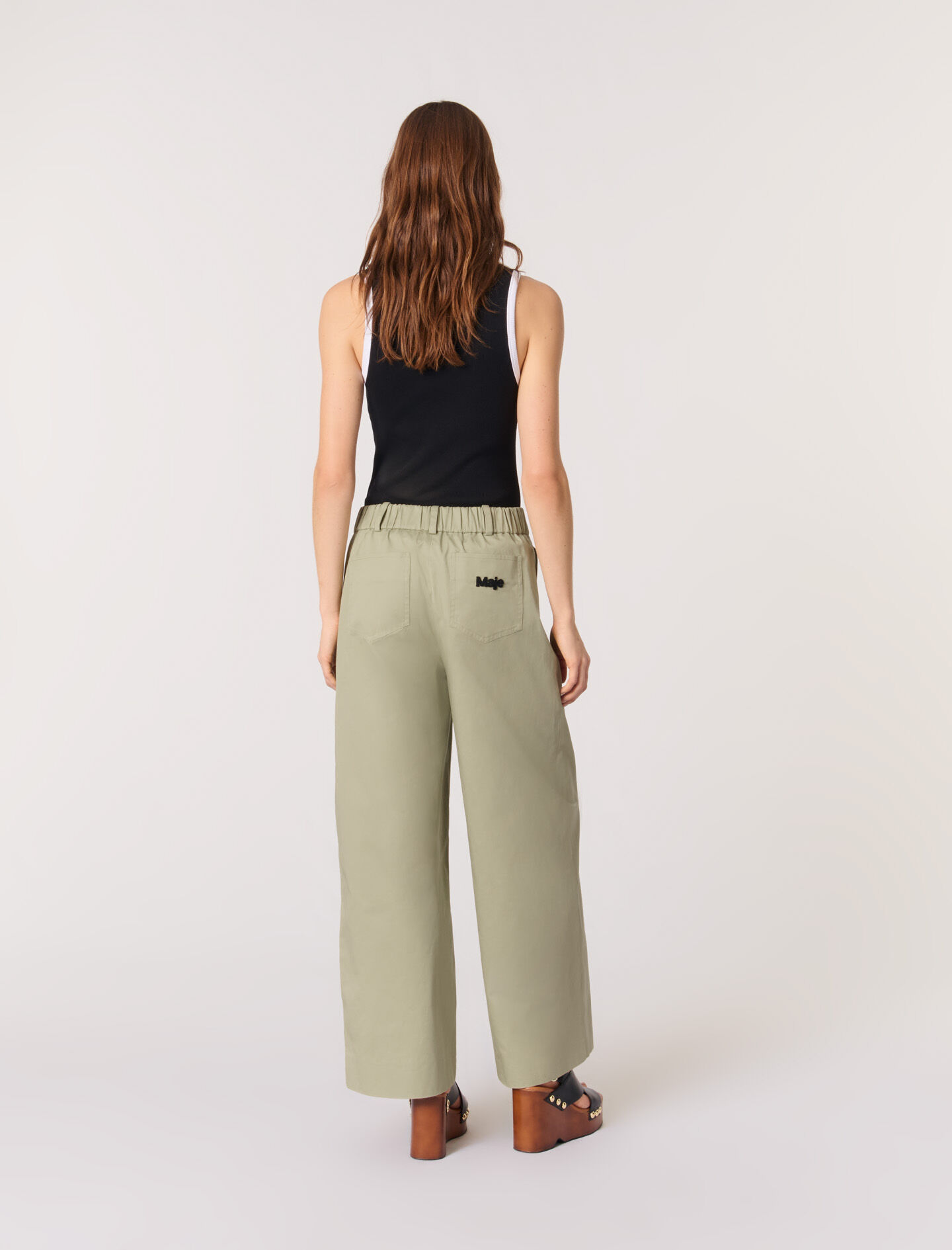 Wide-leg cotton trousers
