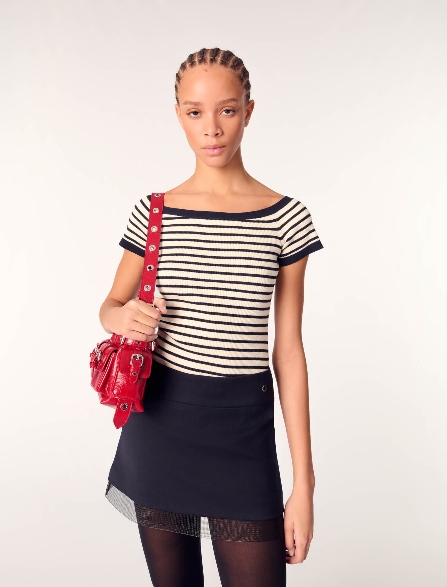 Wool blend and tulle skirt