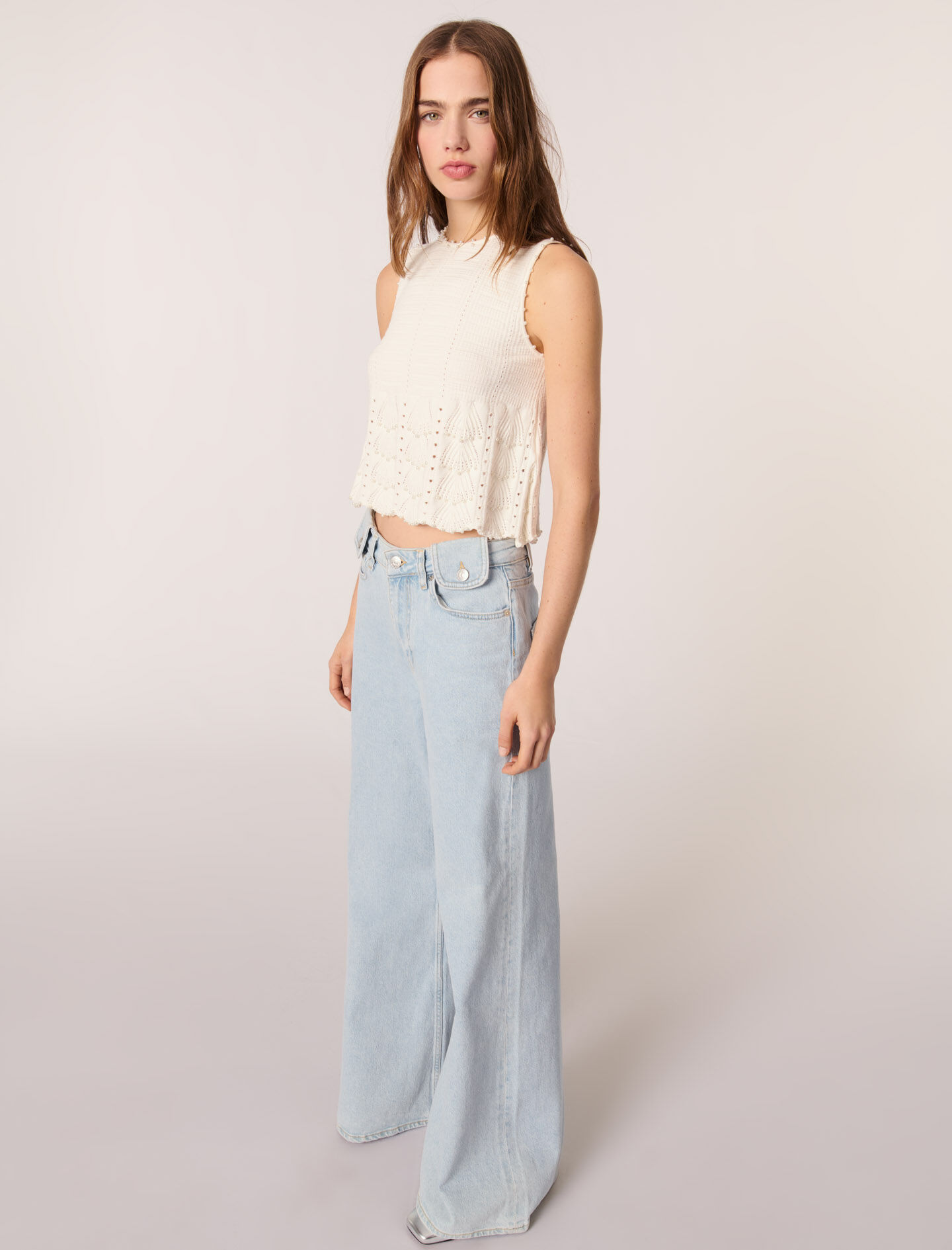 Faded wide-leg jeans