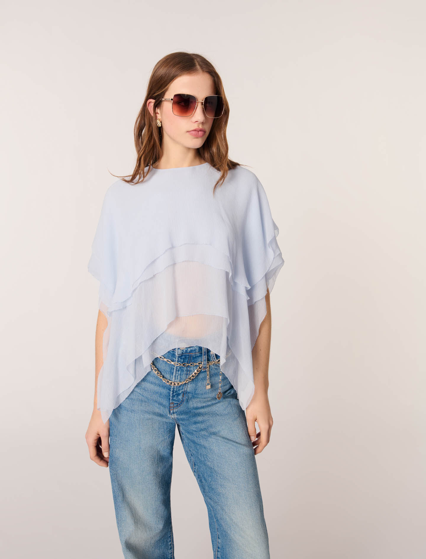 Ruffled chiffon top