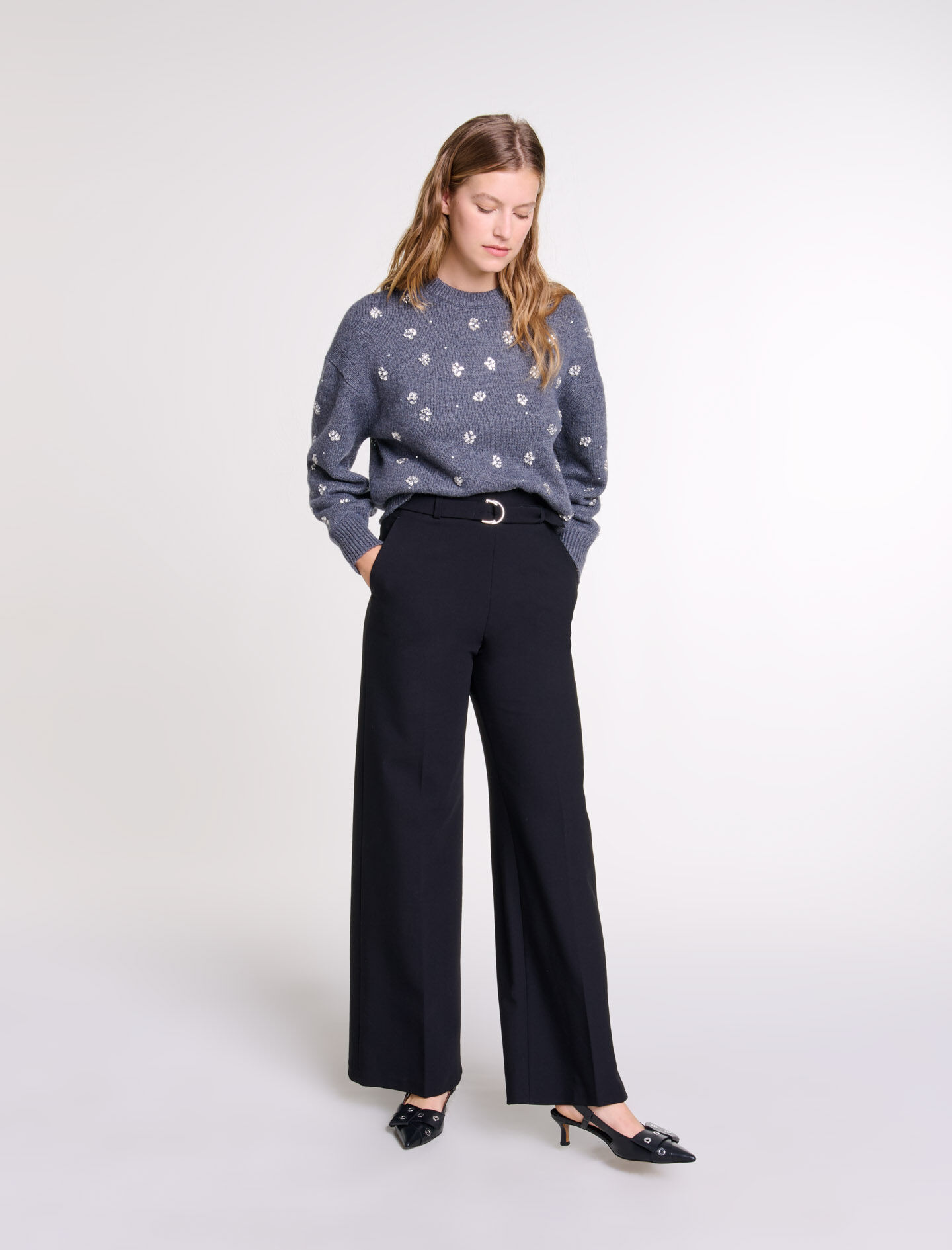 Wide belted trousers