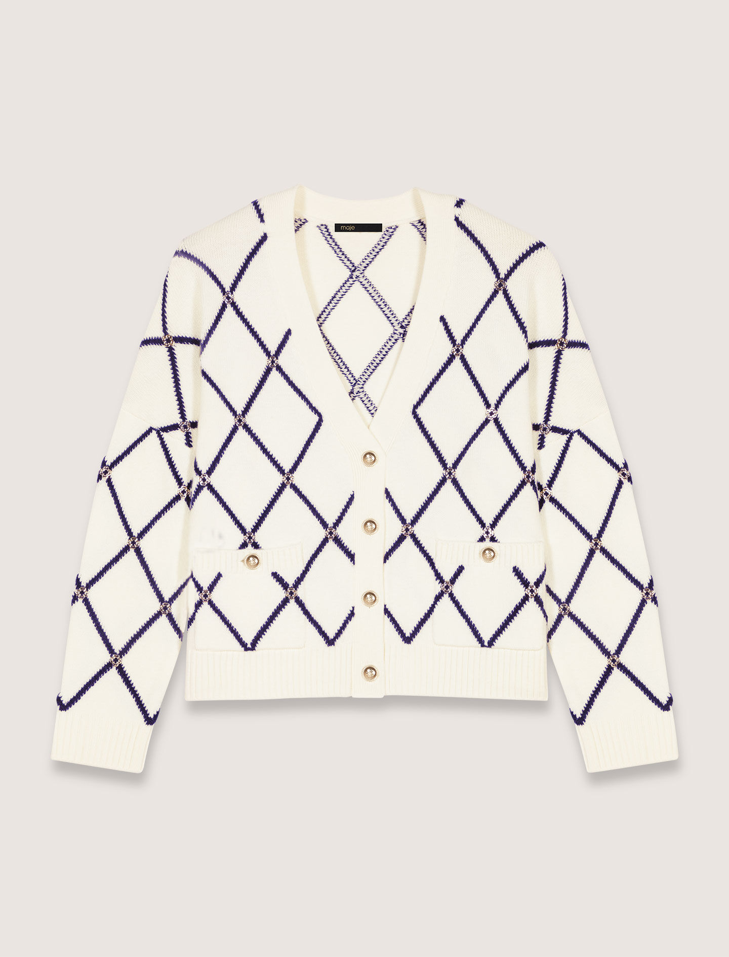 Diamond pattern knitted cardigan