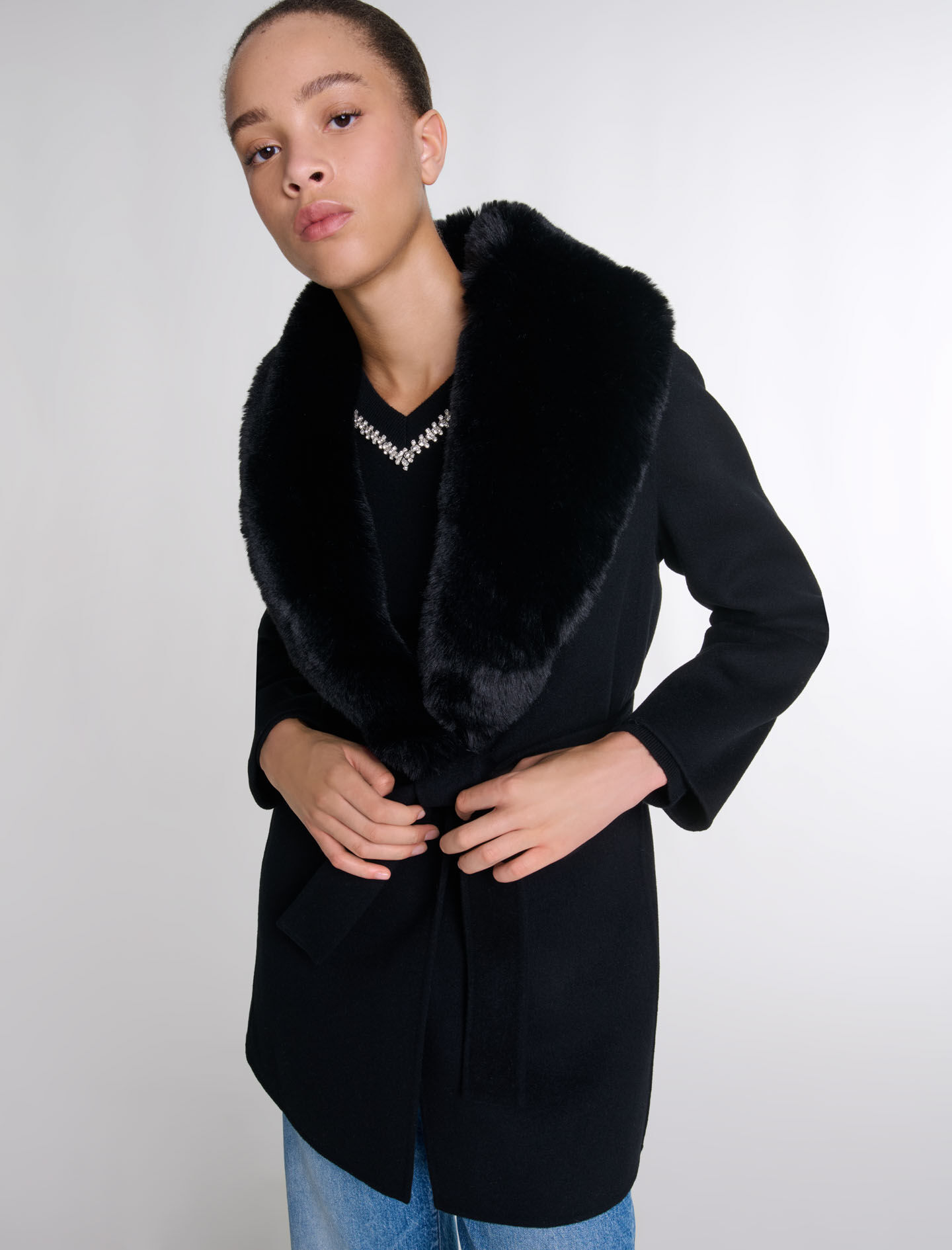 Double-faced mid-length coat
