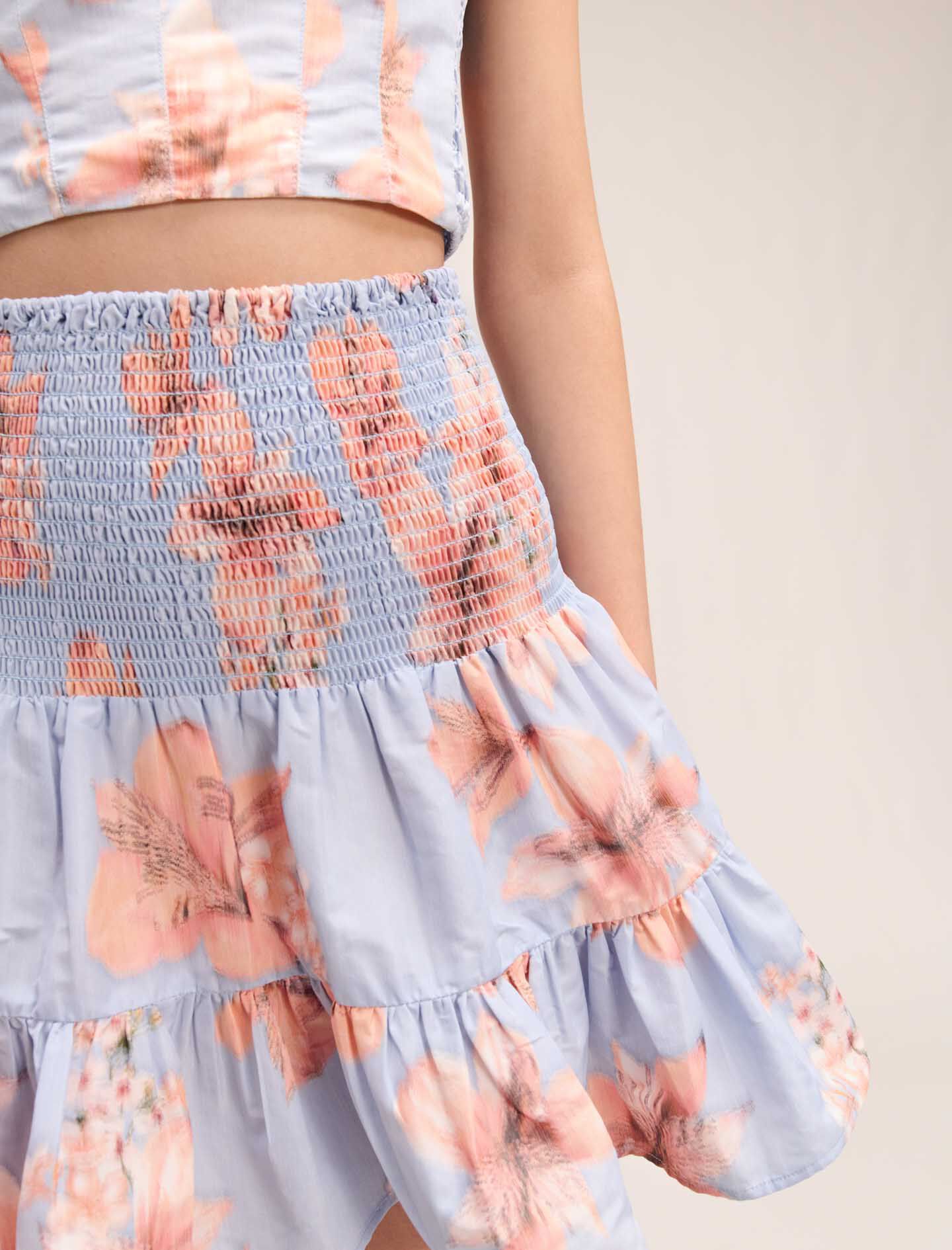 Patterned taffeta flared skirt