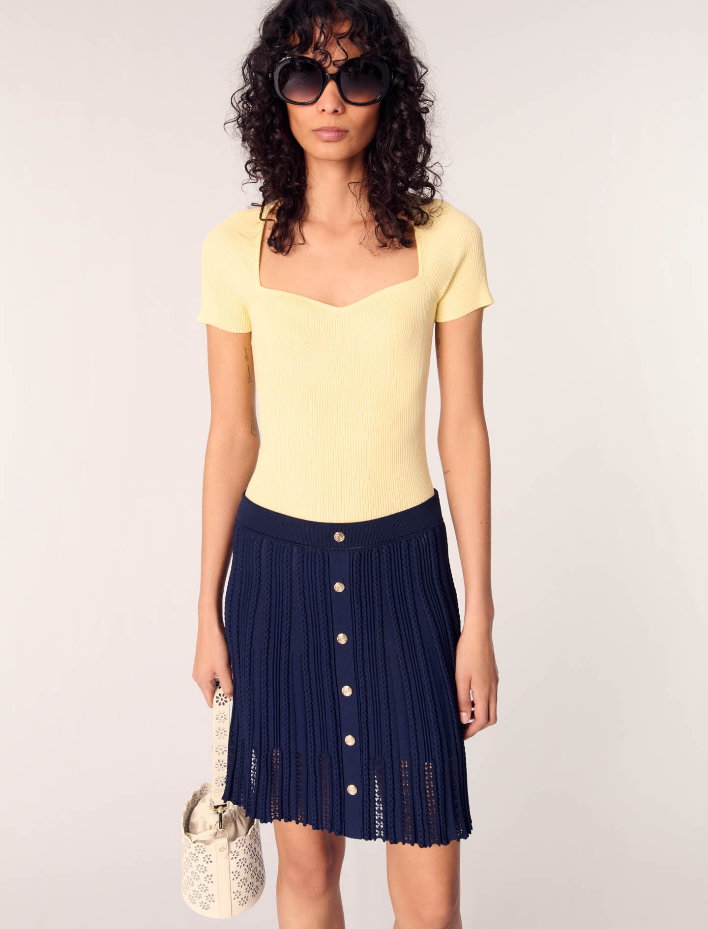 Woven knit short skirt