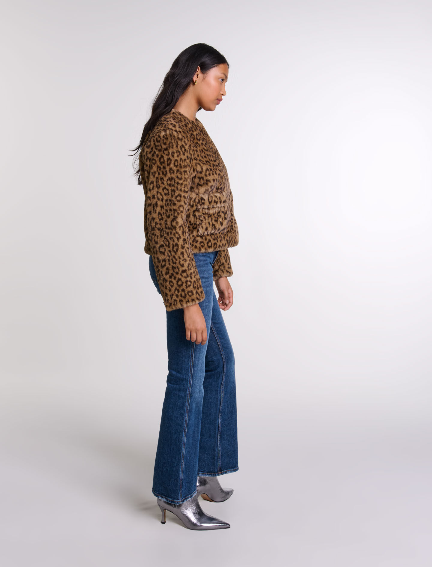 Cropped faux fur jacket