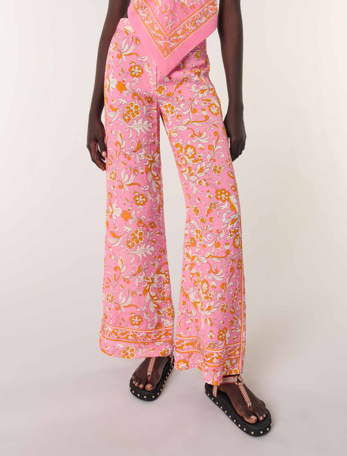 Patterned linen trousers