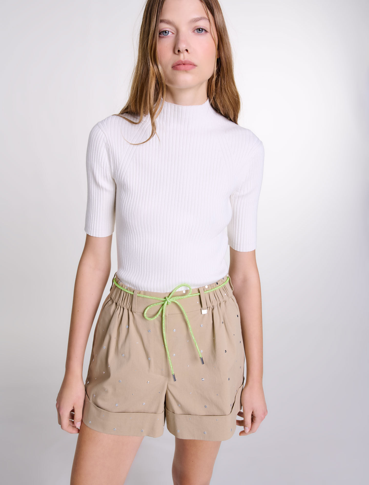 Cotton studded shorts