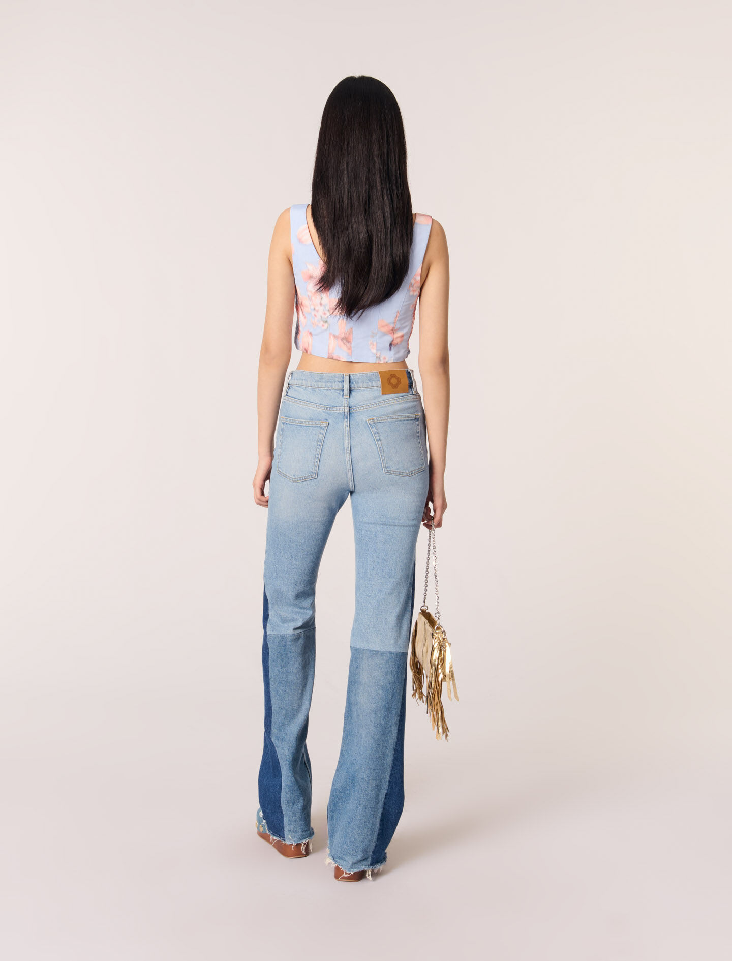 Patterned taffeta top