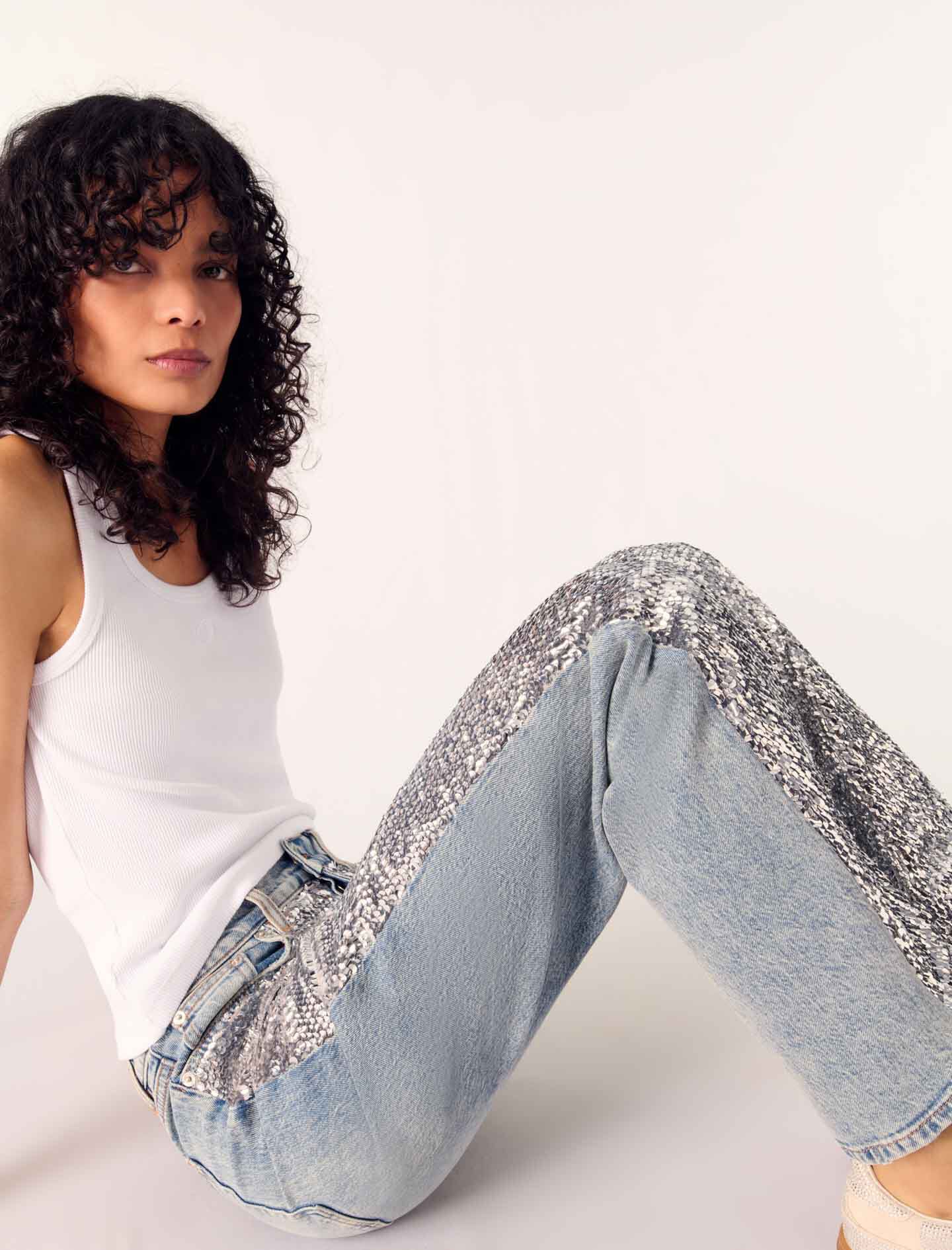 Sequinned jeans