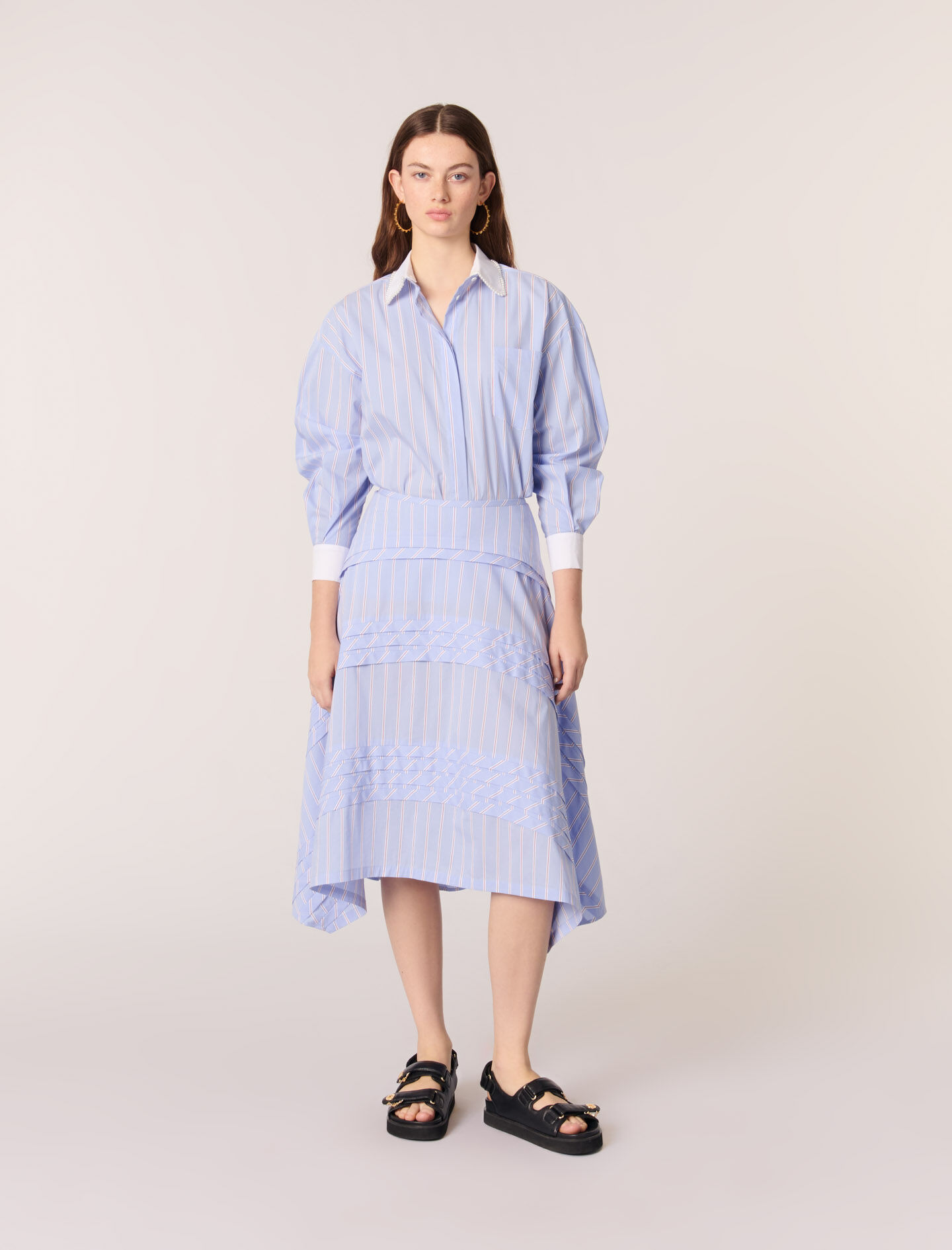 Striped cotton maxi skirt