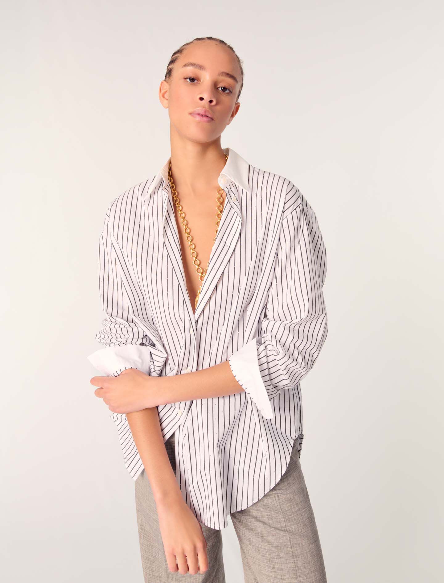 Rhinestone striped shirt