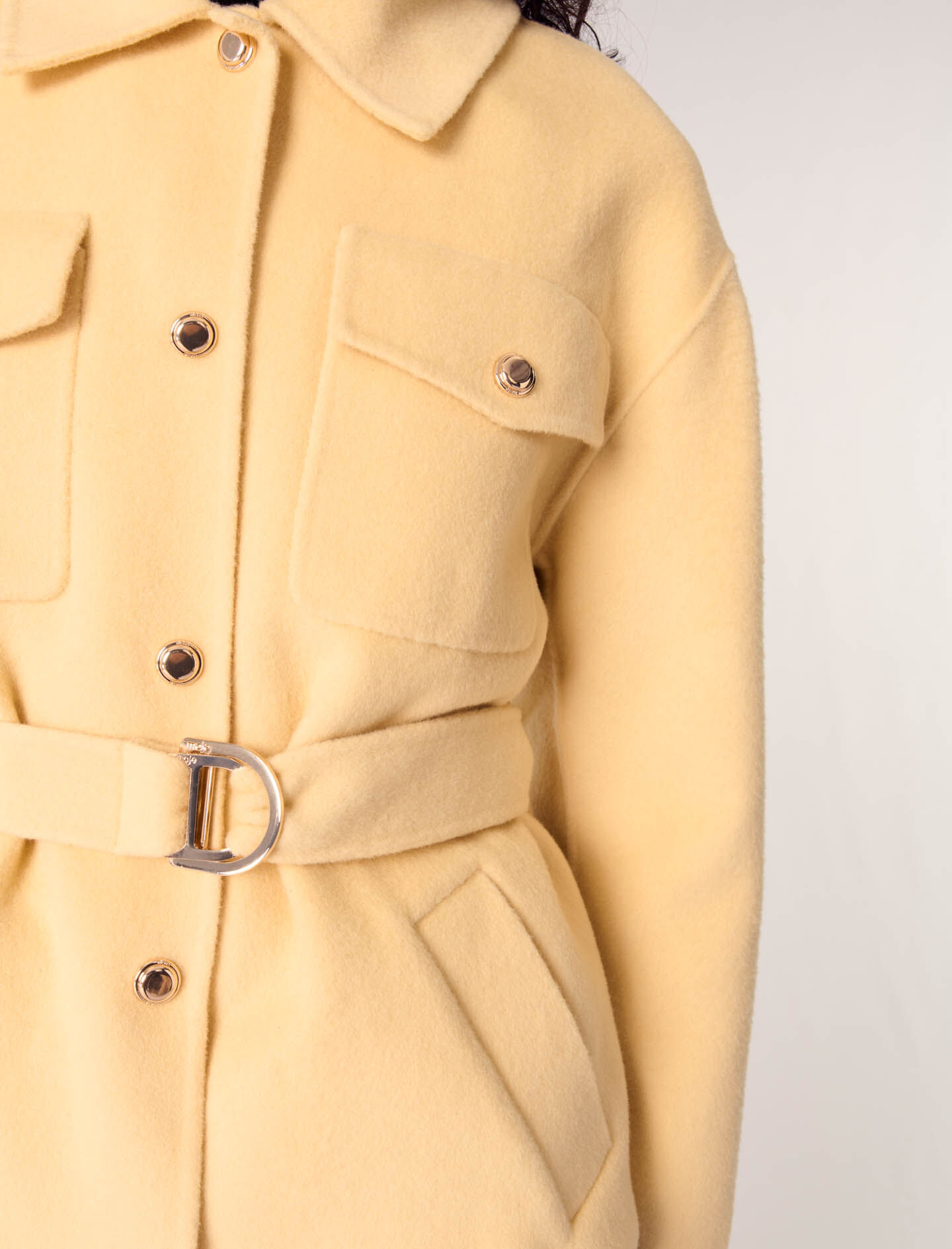 Short double-faced belted coat