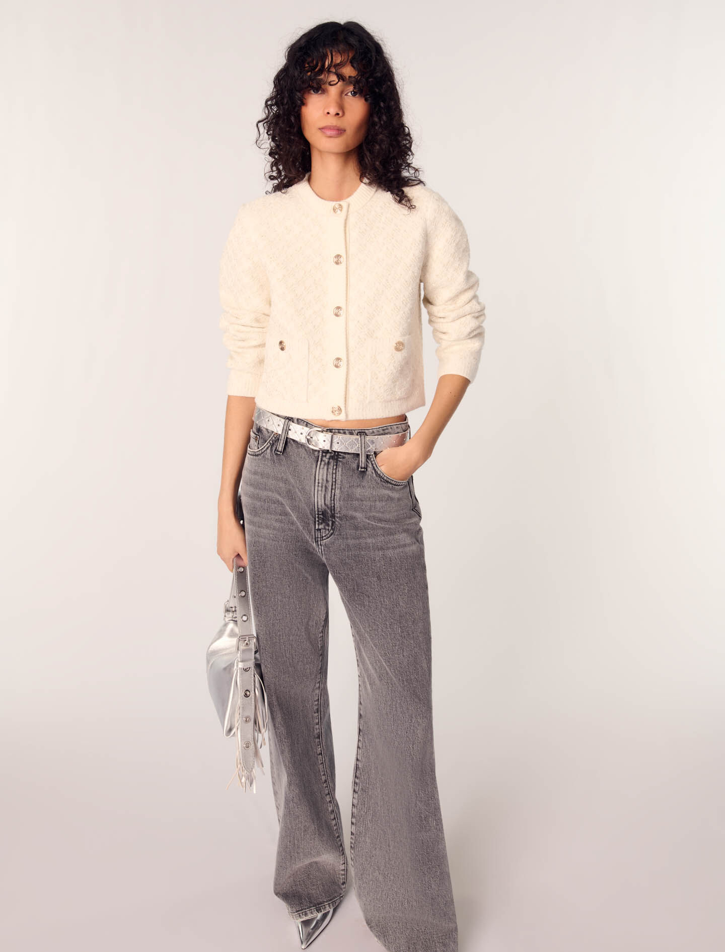 Short tweed-effect cardigan