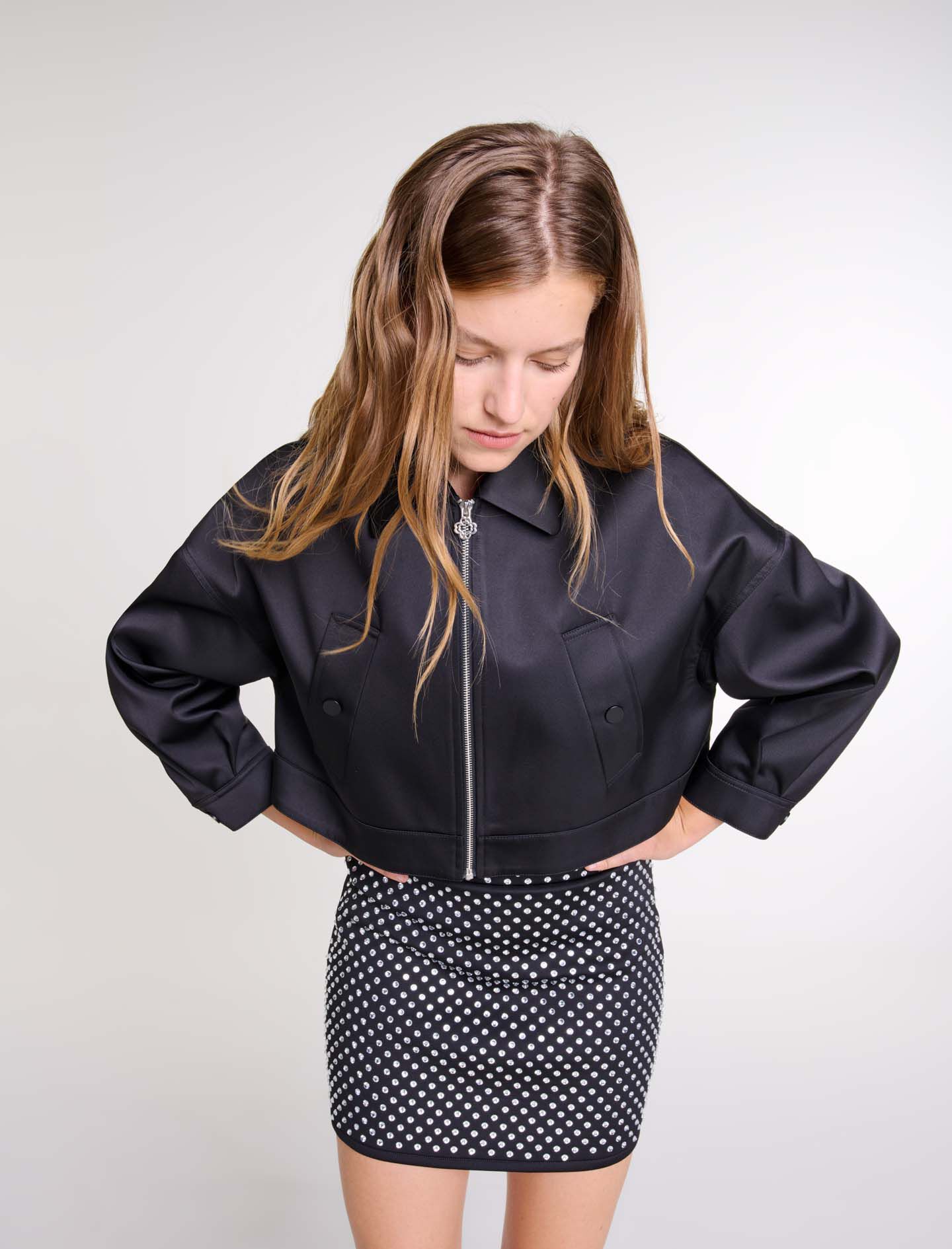 Short skirt with rhinestones