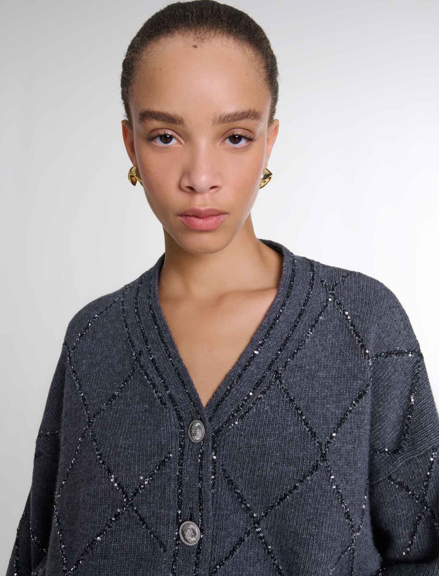 Sequin knit cardigan