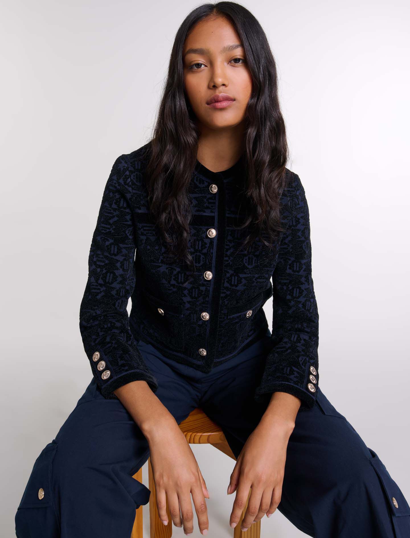 Velvet knit cardigan