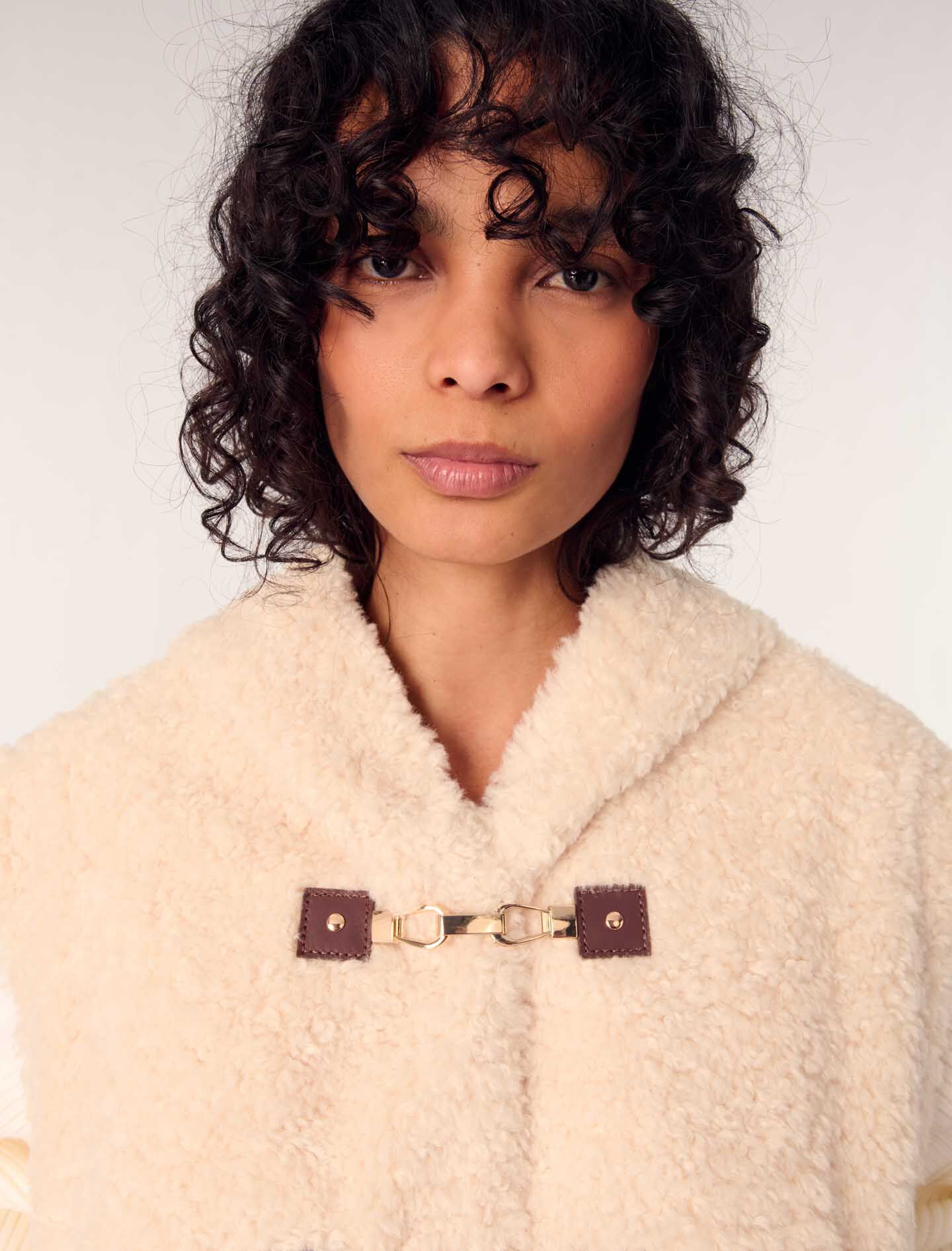 Dual-material faux fur jacket