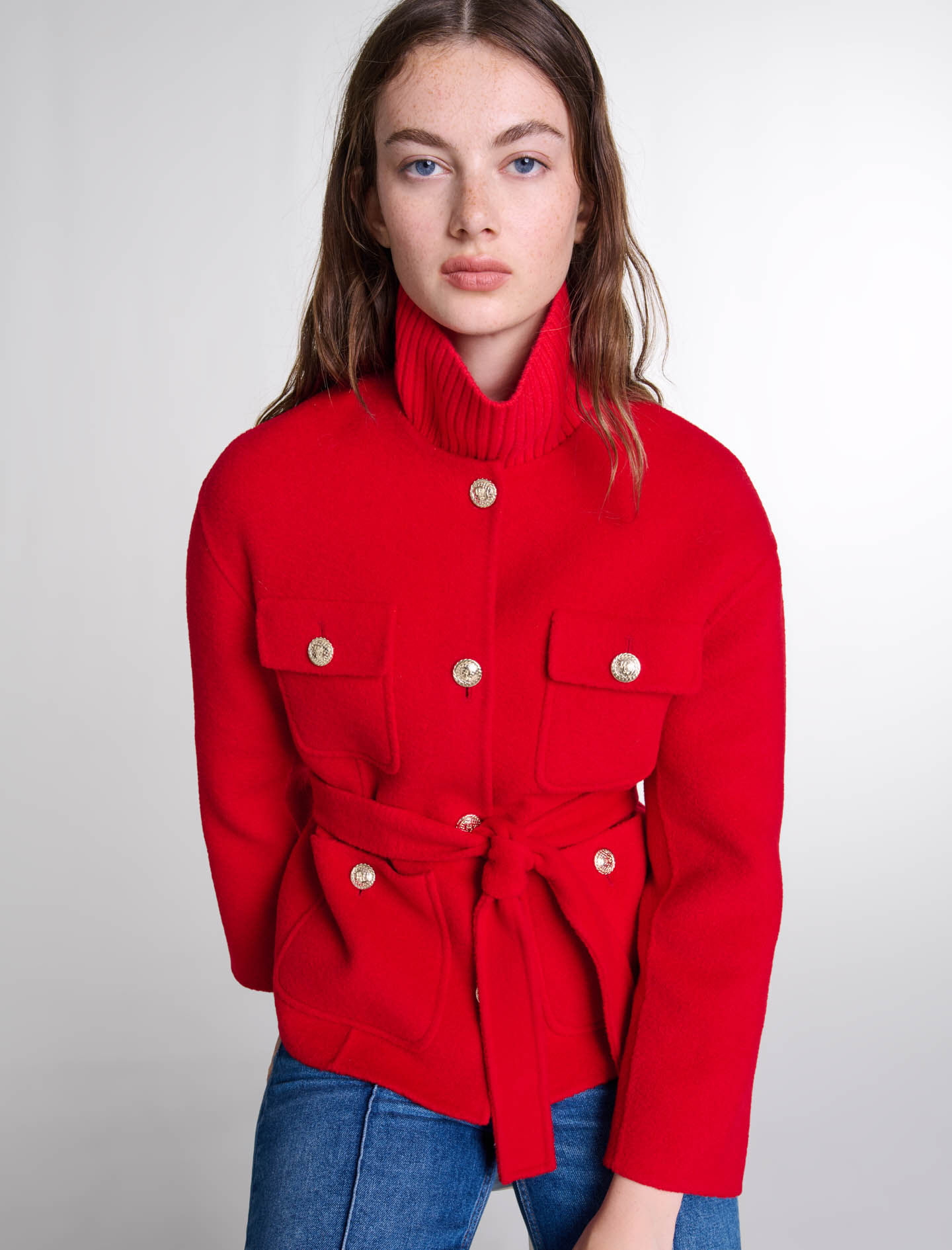 Belted double-faced jacket