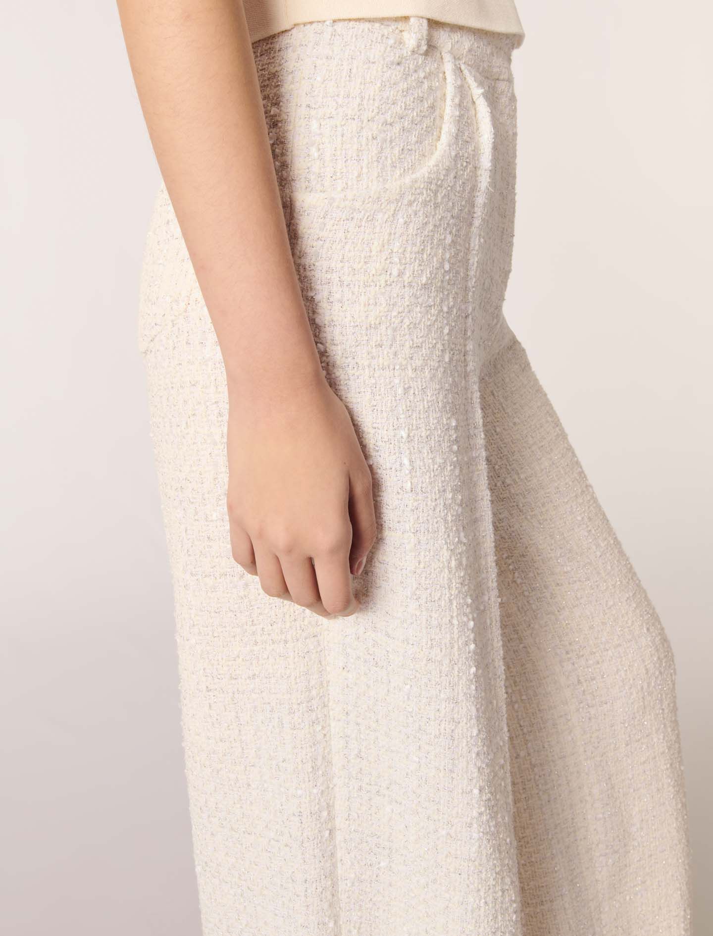 Wide-leg tweed trousers