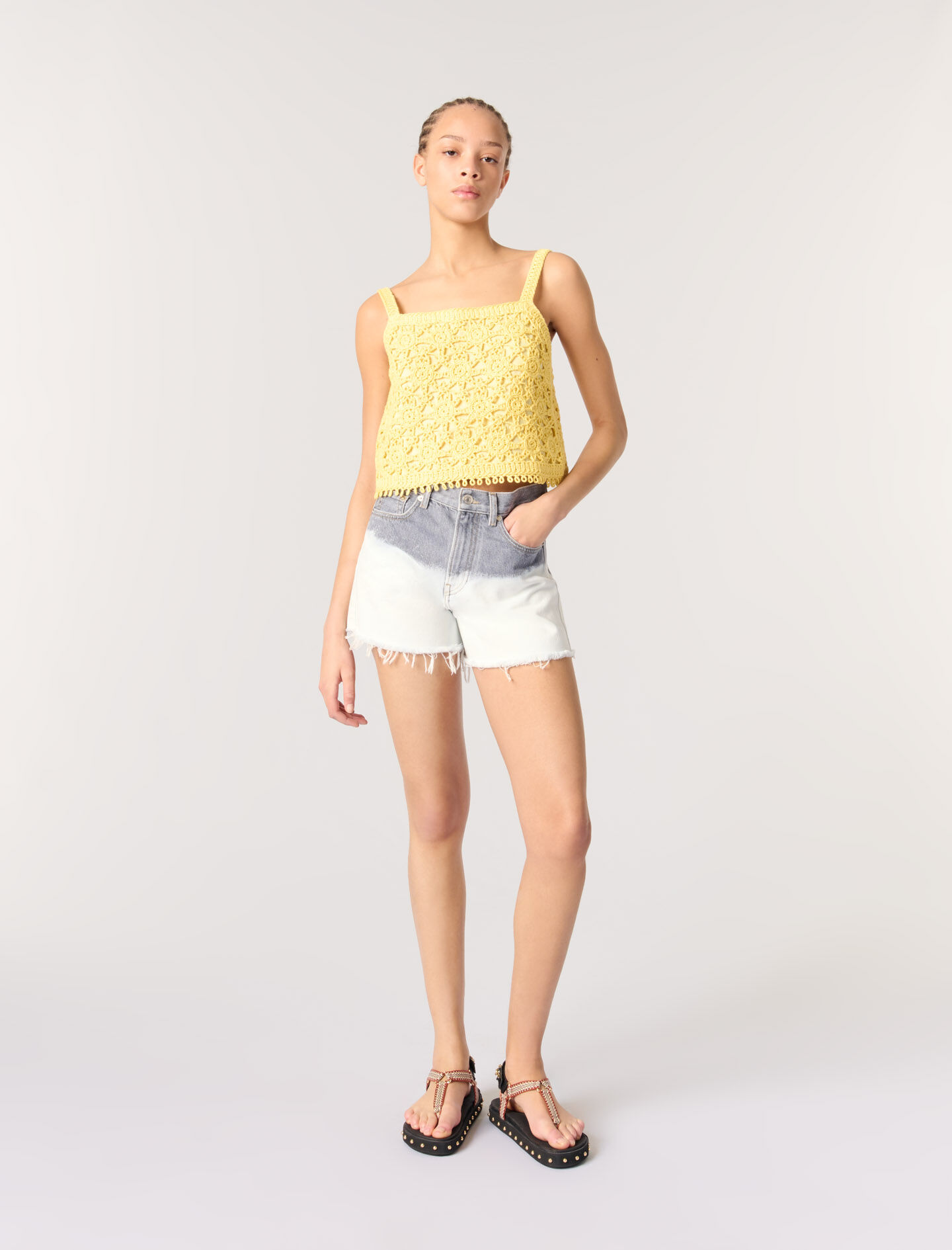 Crochet-knit top