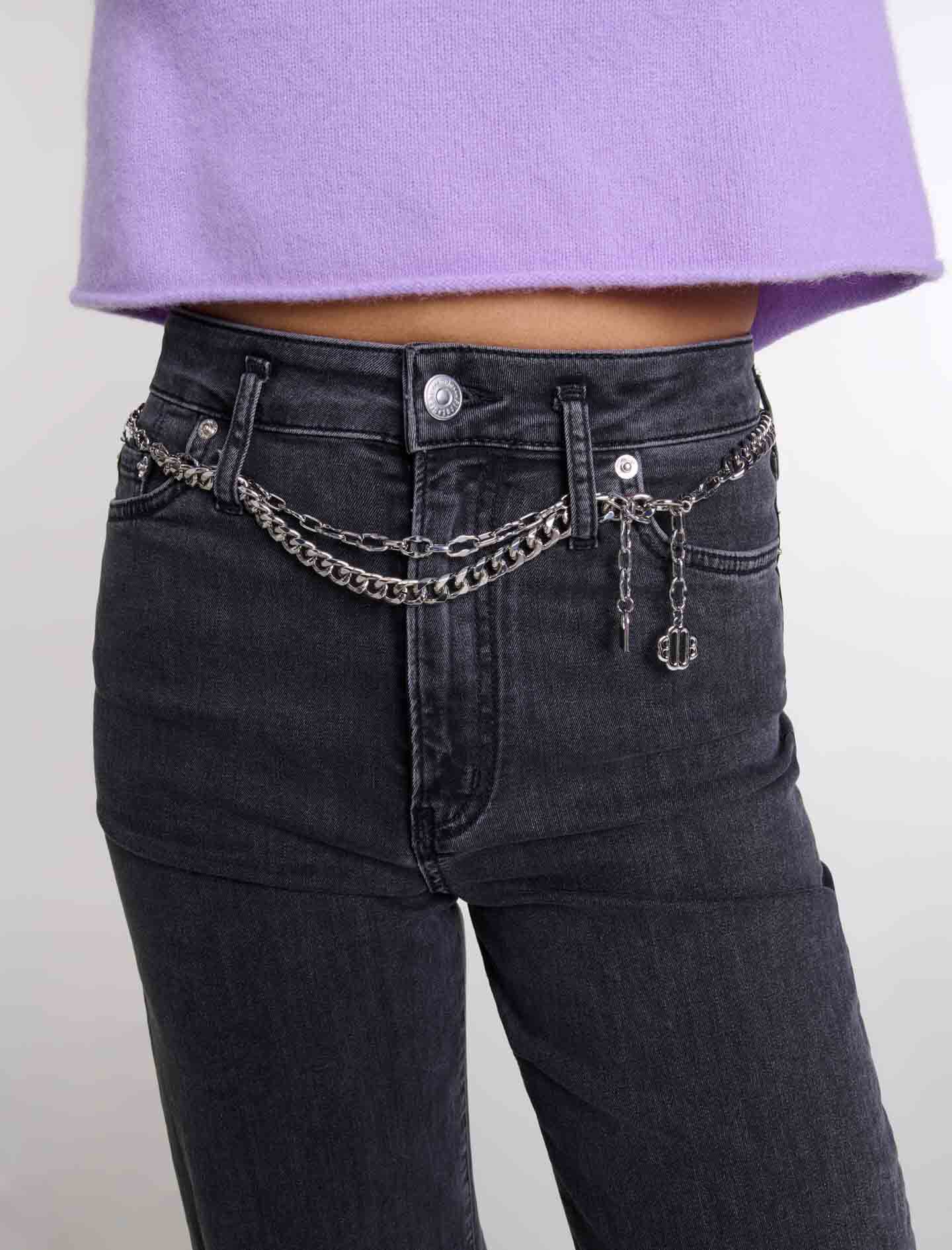 Black belted baggy jeans