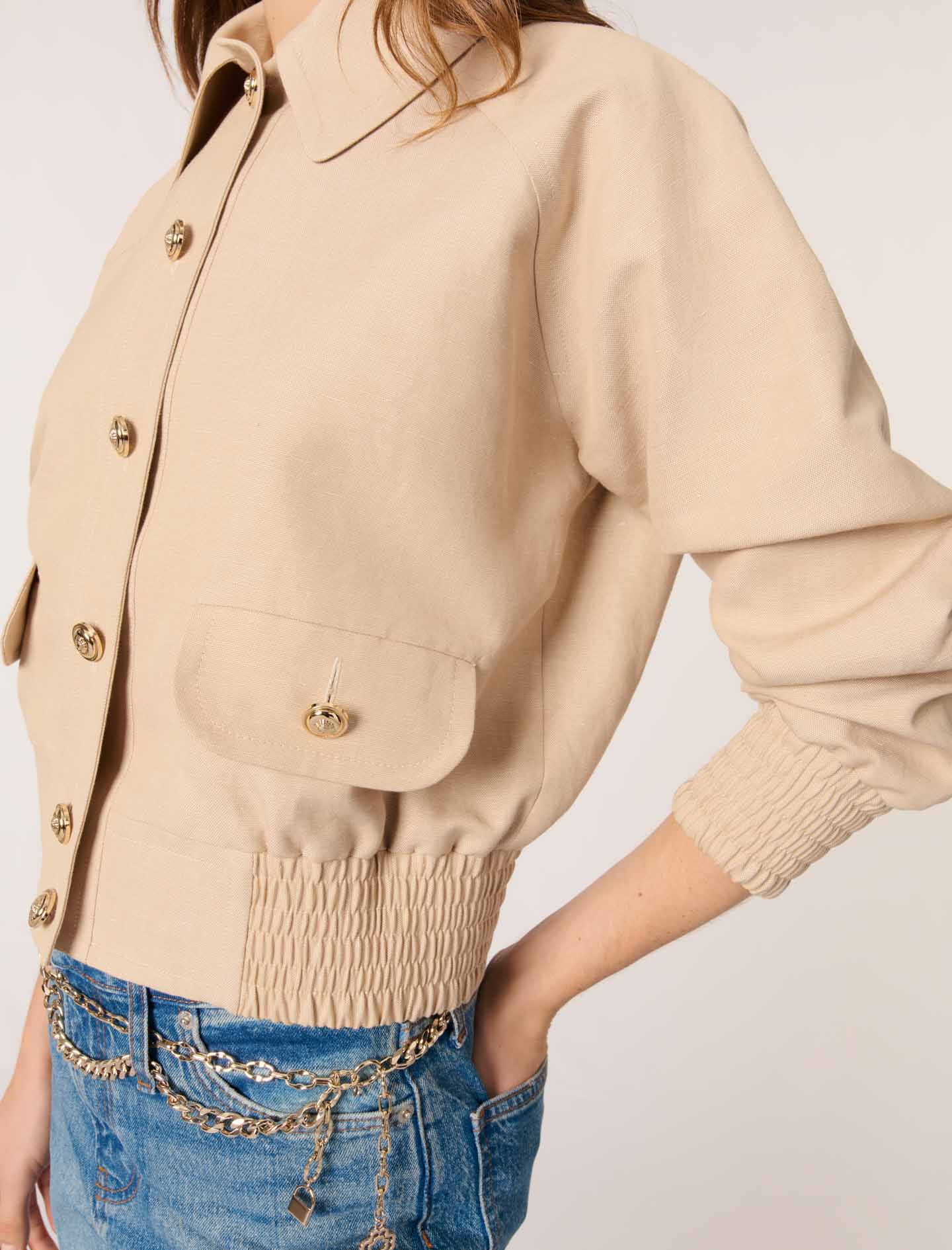 Linen and cotton bomber jacket