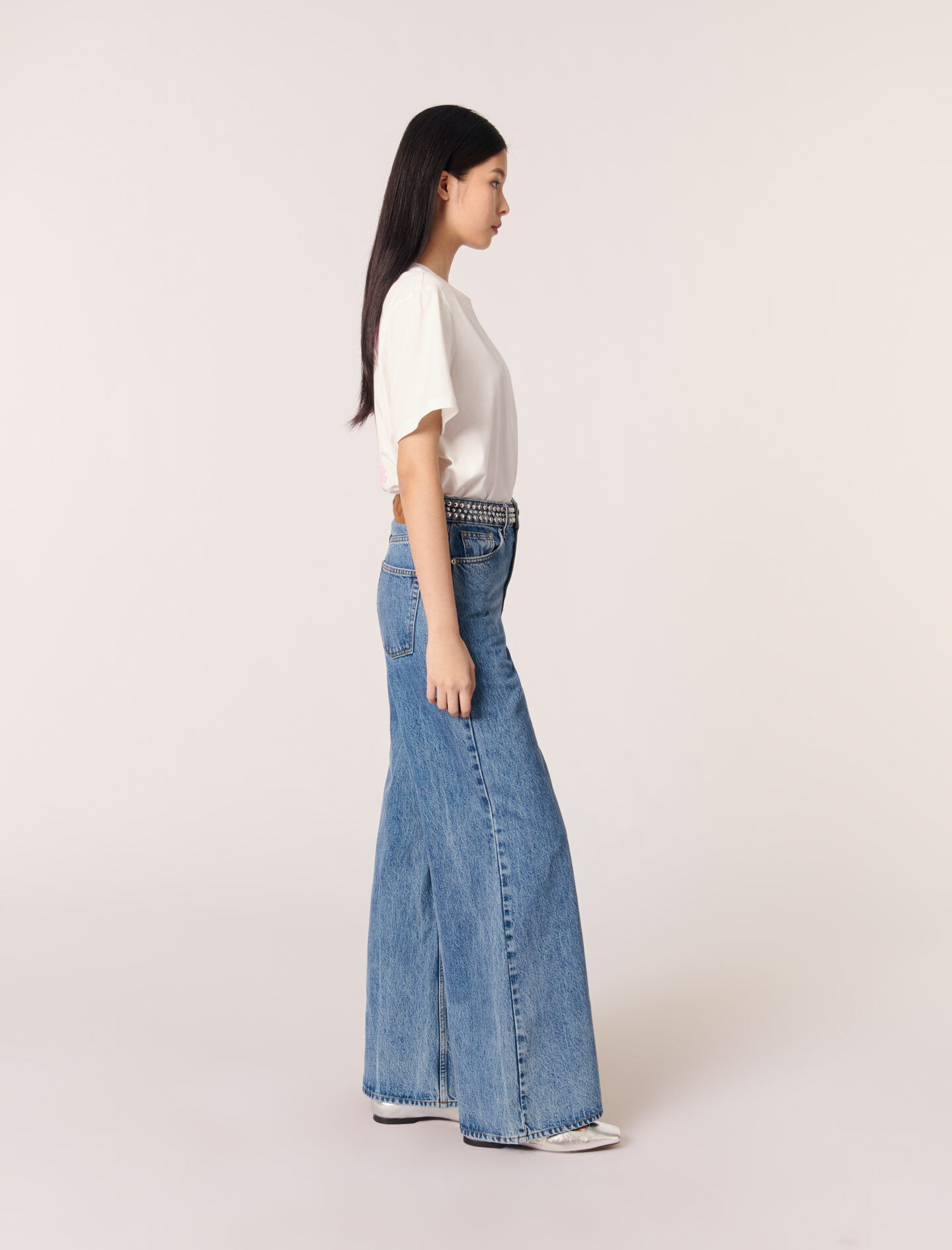 Flares jeans with studded waistband
