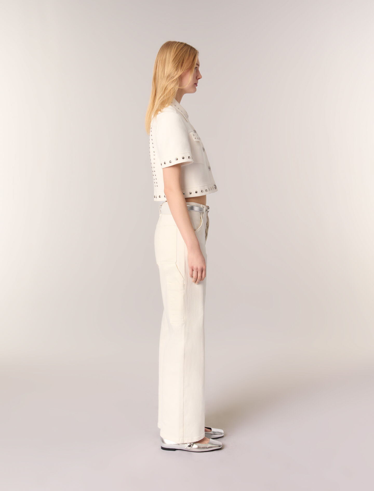 Studded cropped cardigan